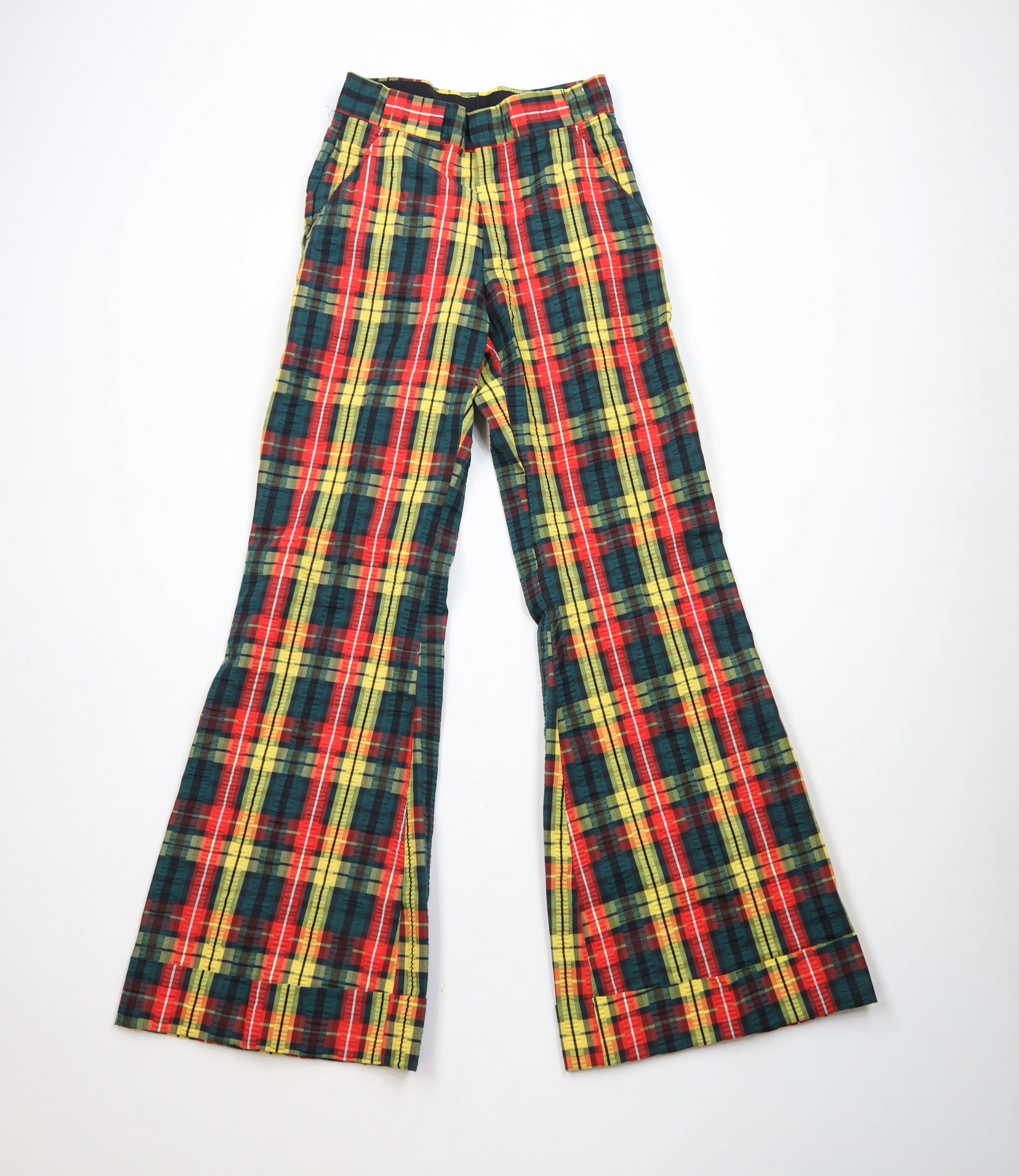 Vintage 70s Streetwear Bell Bottoms Pants Plaid USA