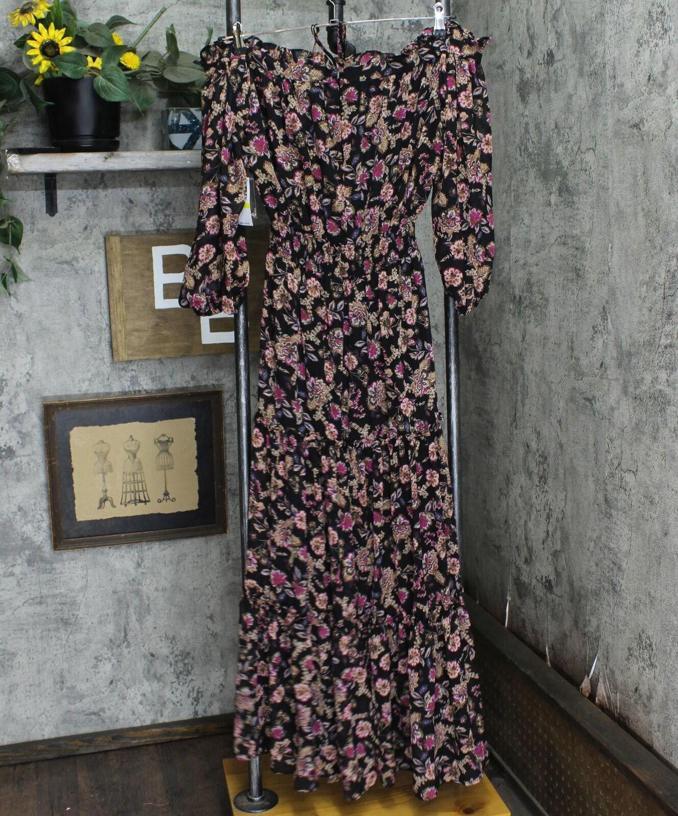 Designer NWT 1.state Maxi Dress 8122994 M Wood Block Floral Brown Size M / US 6-8 / IT 42-44 - 2 Thumbnail