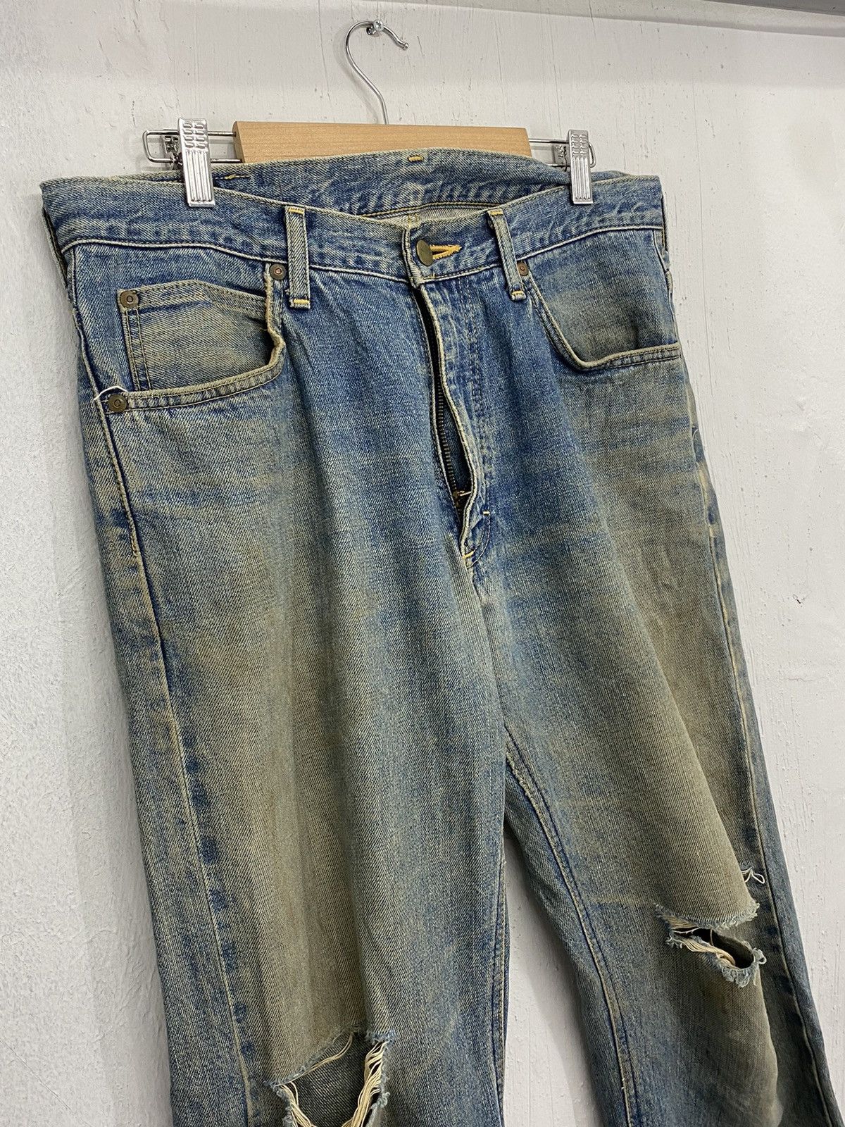 If Six Was Nine × Lee × Vintage Lee Distressed Crazy Thrash Mud Washed Straight Cut Size US 32 / EU 48 - 4 Thumbnail