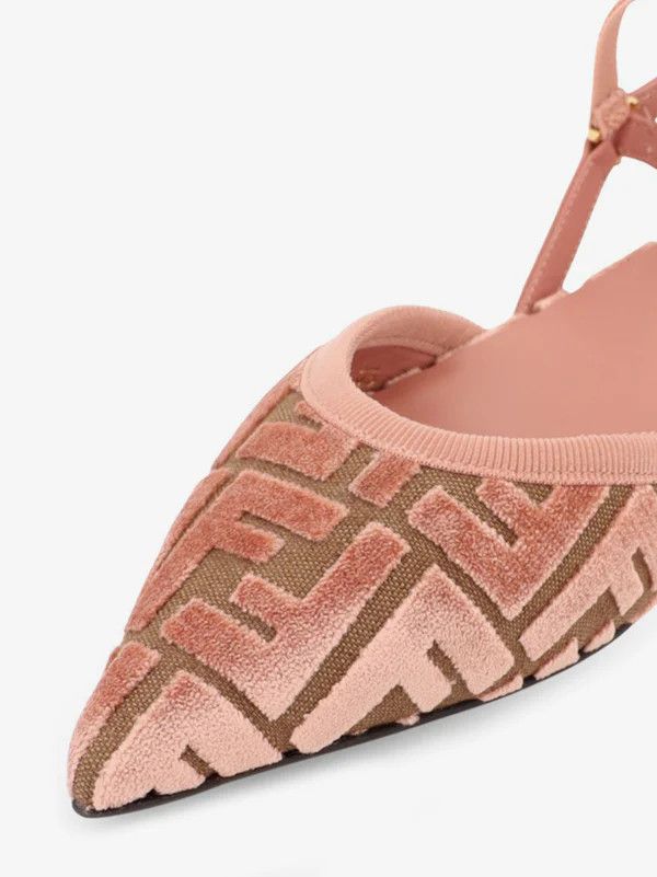 Fendi os11x0126 FF Jacquard Velvet Slingback Ballerinas in Pink Size US 9 / IT 39 - 4 Thumbnail