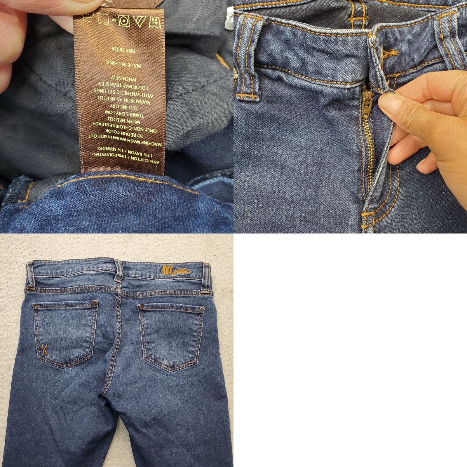 Vintage KUT from the Kloth Skinny Jeans Womens 8 Blue Denim Whiskered Frayed Hem Size 30" / US 8 / IT 44 - 8 Thumbnail