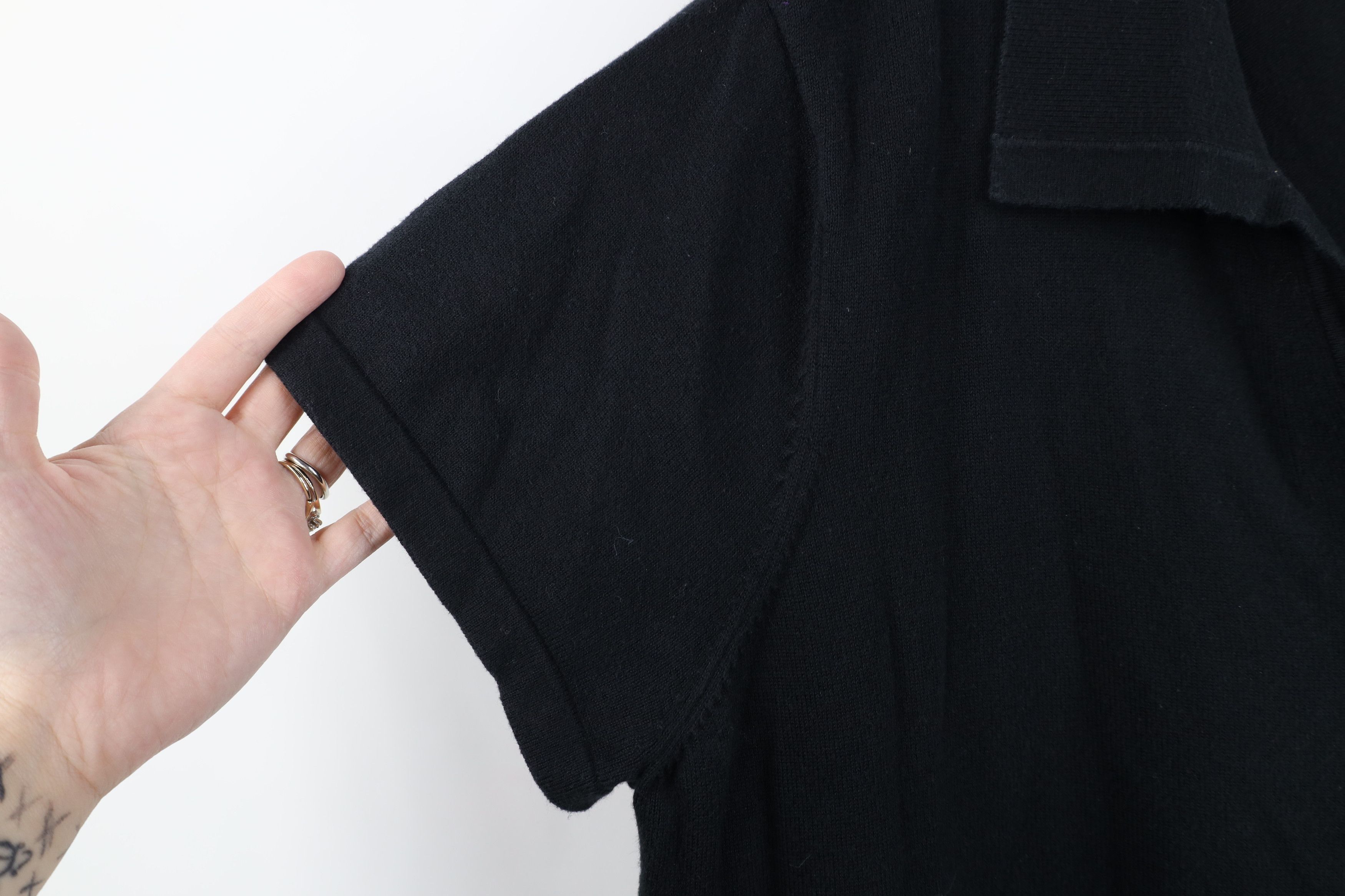 Vintage Vintage 90s Streetwear Blank Knit Collared Polo Shirt Black Size XXL / US 16-18 / IT 52-54 - 8 Thumbnail