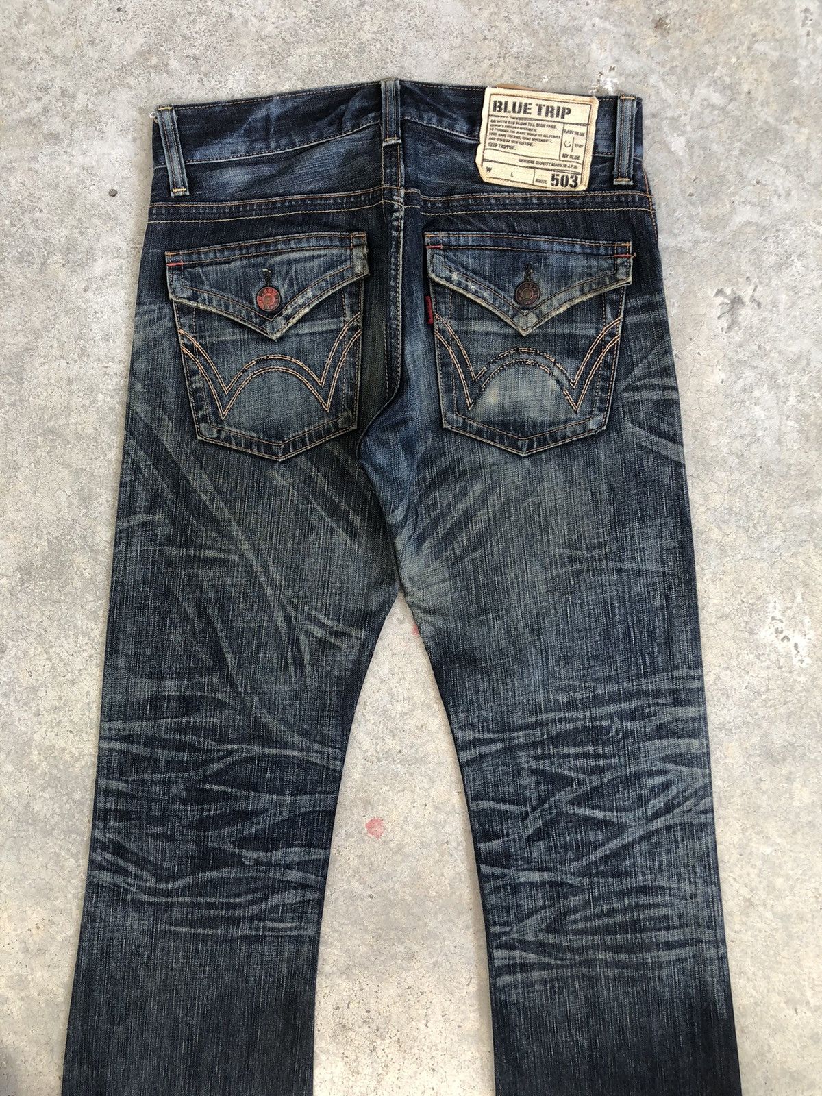 If Six Was Nine Japanese Edwin 503 Blue Trip Flared Jeans Distressed Jeans Size US 32 / EU 48 - 8 Thumbnail