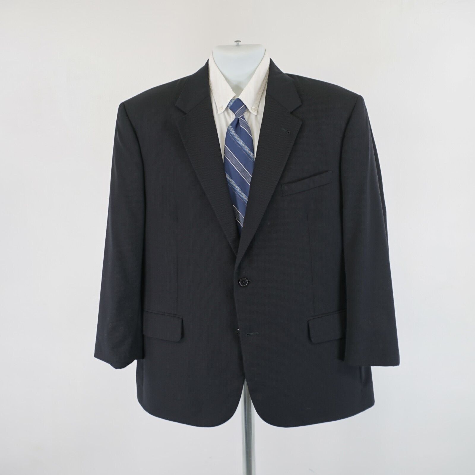 Jos. A. Bank Jos A Bank Signature Black Striped Wool 2 Piece Suit 44R 40/ Size 44R - 8 Thumbnail