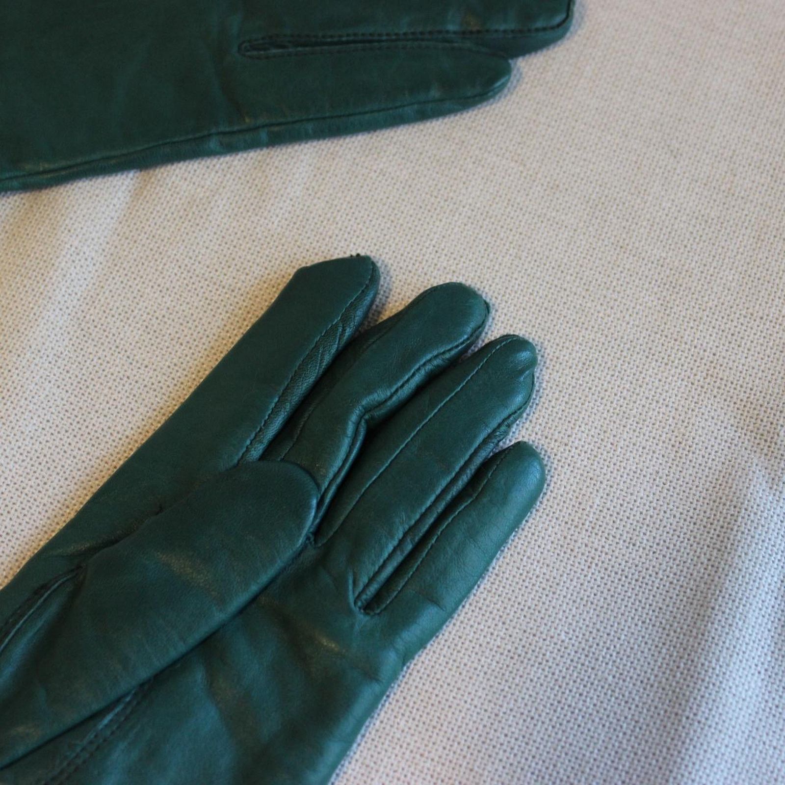 Other Vintage Deep Green Leather Gloves (XS) Size ONE SIZE - 6 Thumbnail