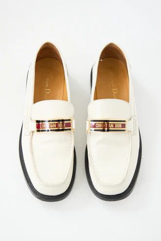 Dior o1mle0326 Brushed Leather Slip On Loafers in White Size US 8 / EU 41 - 2 Thumbnail