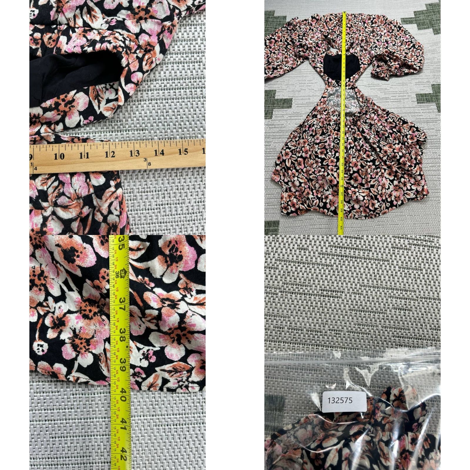 Free People Free People Dress Womens Small Black Pink Floral Bodycon Short Sleeve Square Neck Pullover Casual Party/Cocktail Summer Spring Size S / US 4 / IT 40 - 8 Thumbnail