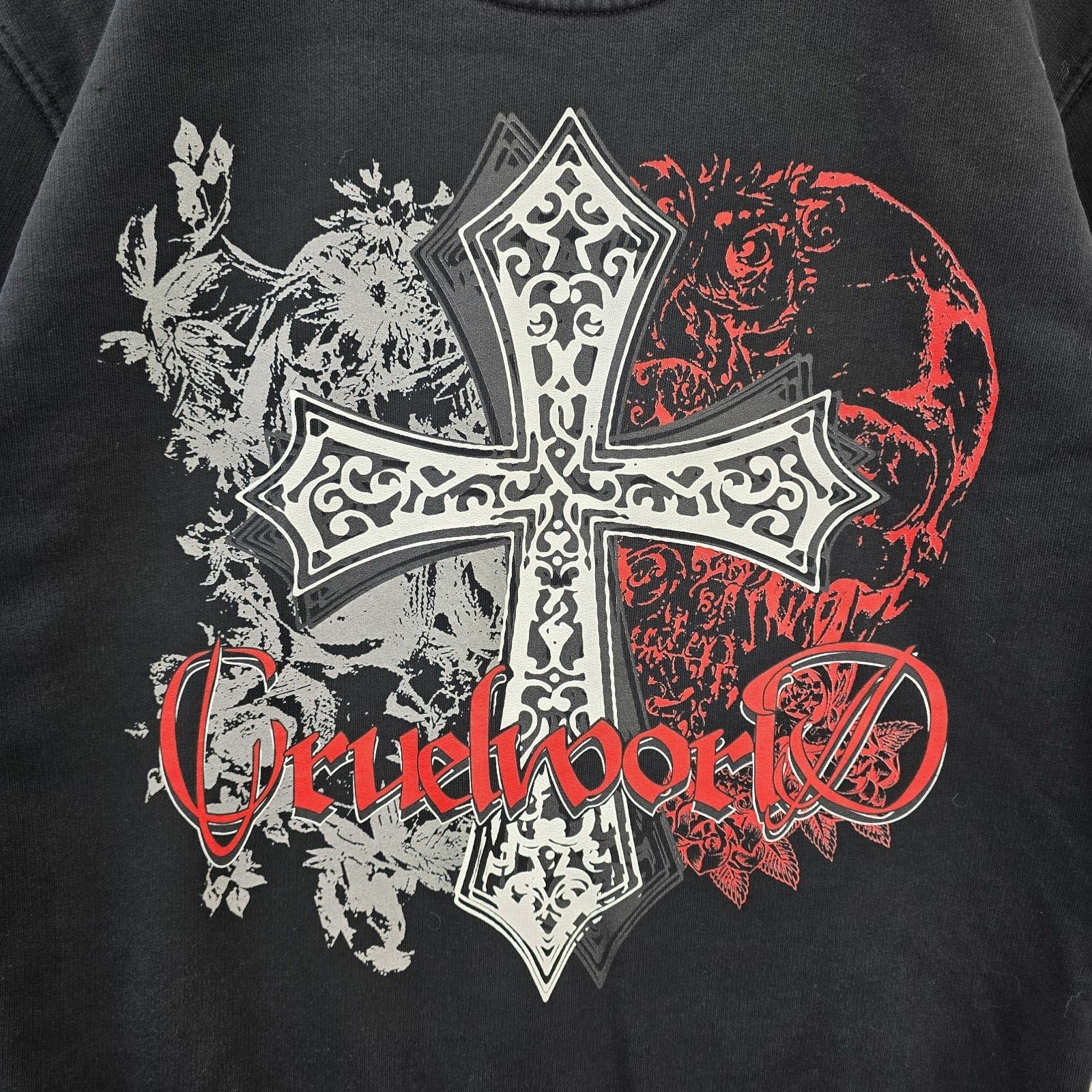 Other Cruel World Zip Up Hoodie Small Cross Y2K Goth Grunge Size US S / EU 44-46 / 1 - 13 Thumbnail