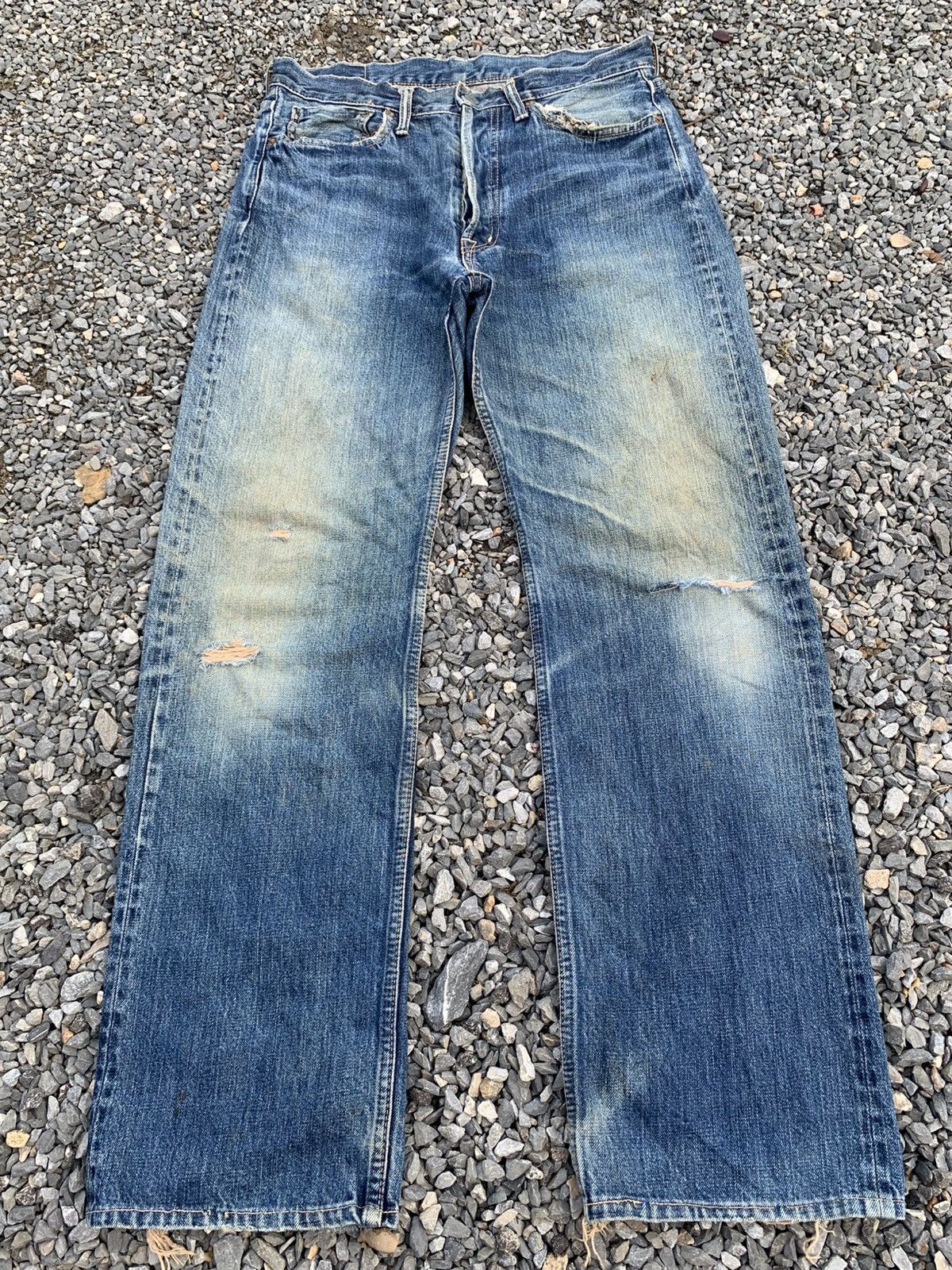 OMNIGOD OMNIGOD 50023 SELVEDGE BUTTON FLY JAPANESE DISTRESSED DENIM Size US 31 - 4 Thumbnail
