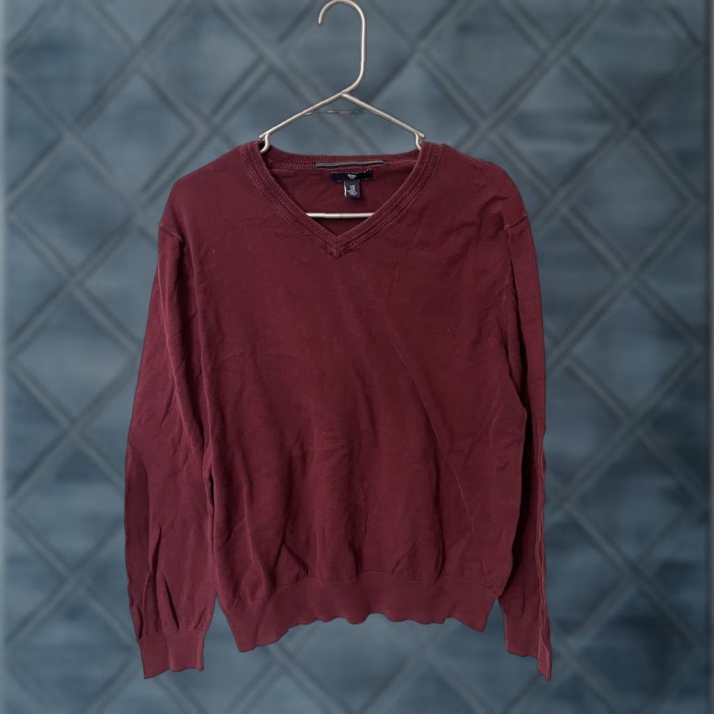 Gap Gap Maroon V-Neck Cotton Blend Pullover Sweater Men Medium Casual Size US M / EU 48-50 / 2 - 1 Thumbnail