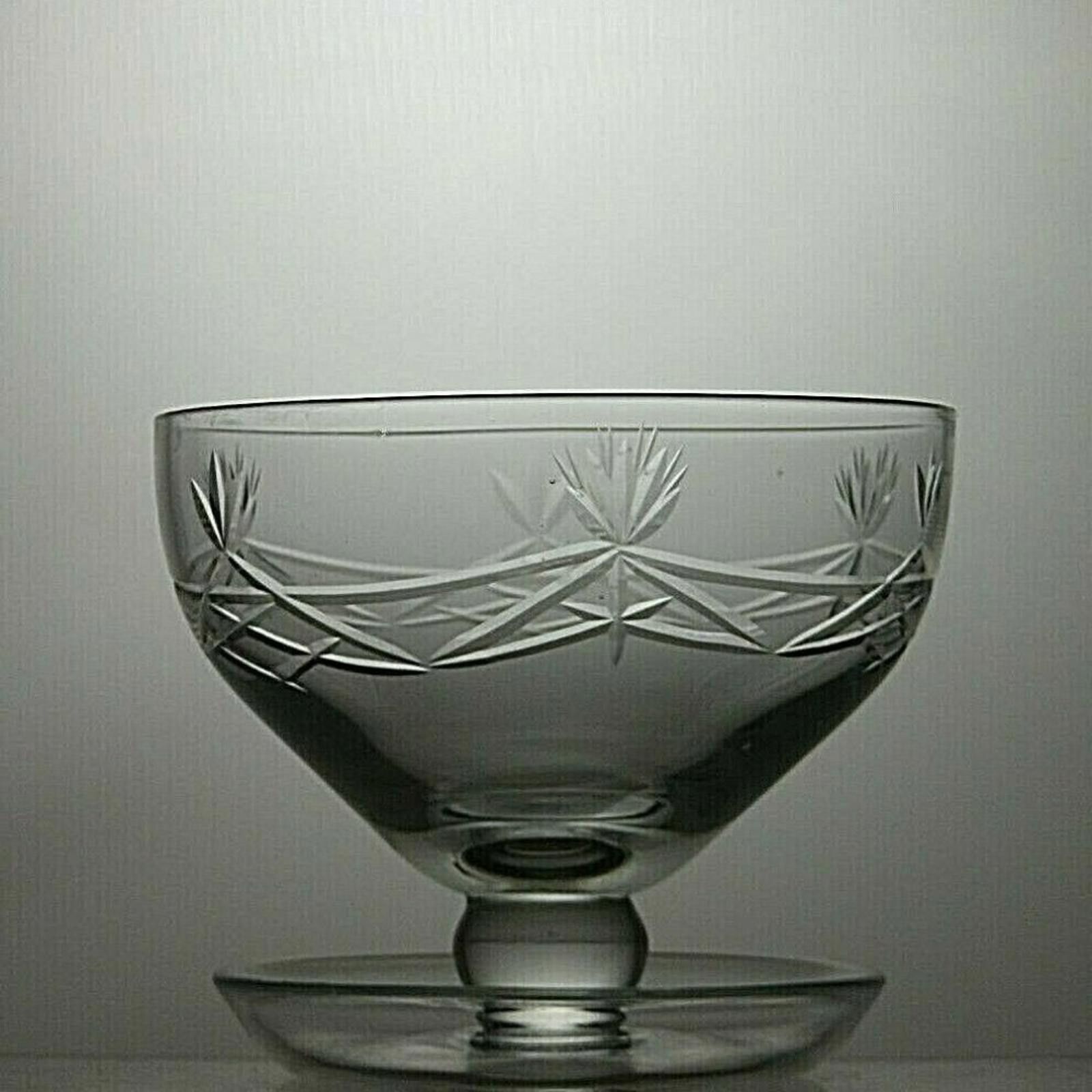 The Unbranded Brand Lead Crystal Cut Glass Set Of 4 Footed Dessert bowls 3 1/2" Size ONE SIZE - 5 Thumbnail