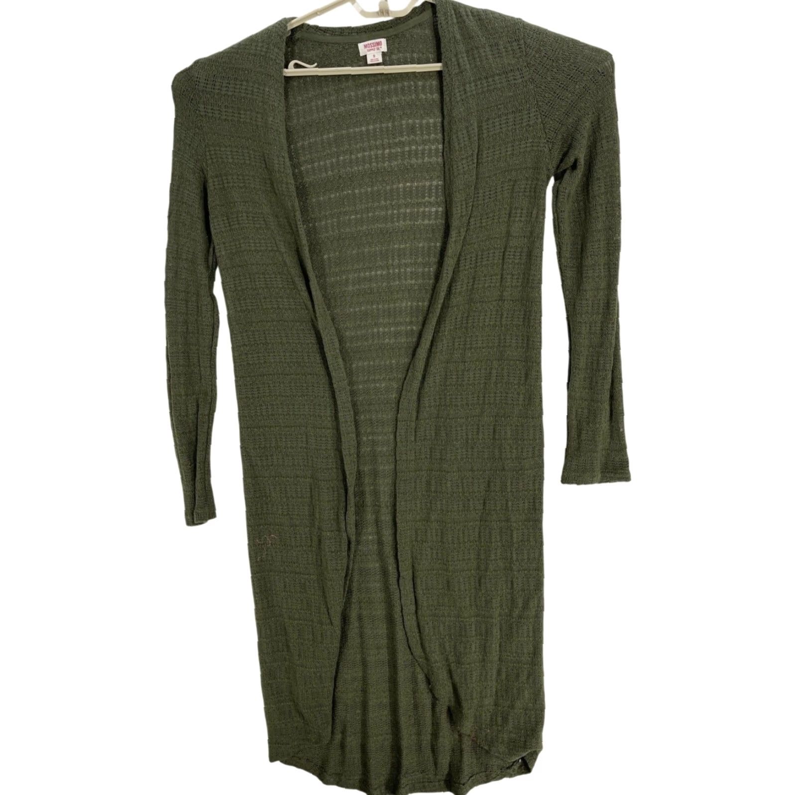 Mossimo Mossimo Duster Cardigan S Green Open-Knit Longline Boho Indie Casual Womens Sweater Size S / US 4 / IT 40 - 2 Thumbnail