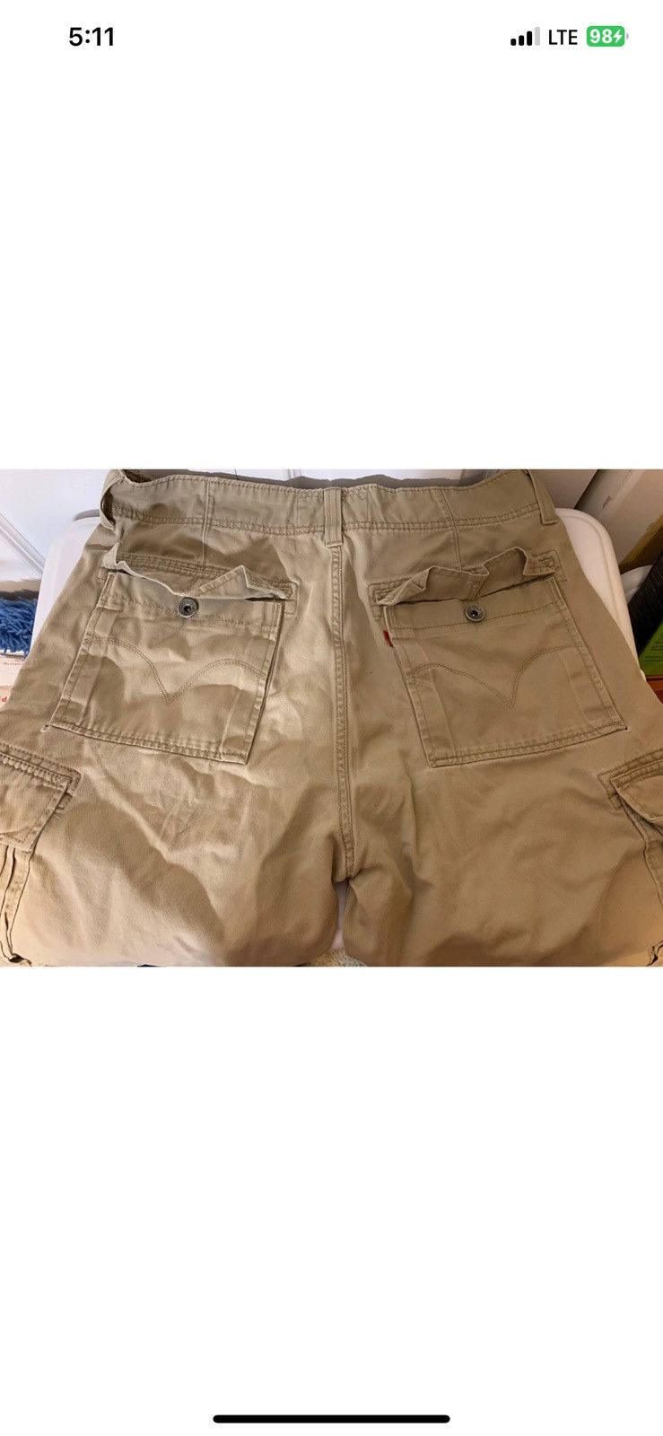 Levi's Levis Shorts Mens 34 Cream Beige Slash & Flap Pockets Cargo Size US 34 / EU 50 - 7 Thumbnail