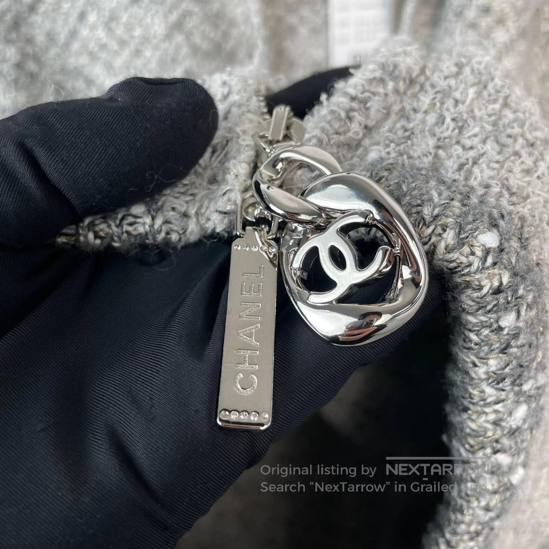 Chanel Chanel Gray and white wool lapel double pocket jacket coat Size XS / US 0-2 / IT 36-38 - 5 Thumbnail