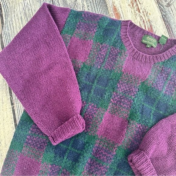 Vintage Vintage Marshall Fields 100% Shetland Wool Purple and Green Size US M / EU 48-50 / 2 - 3 Thumbnail