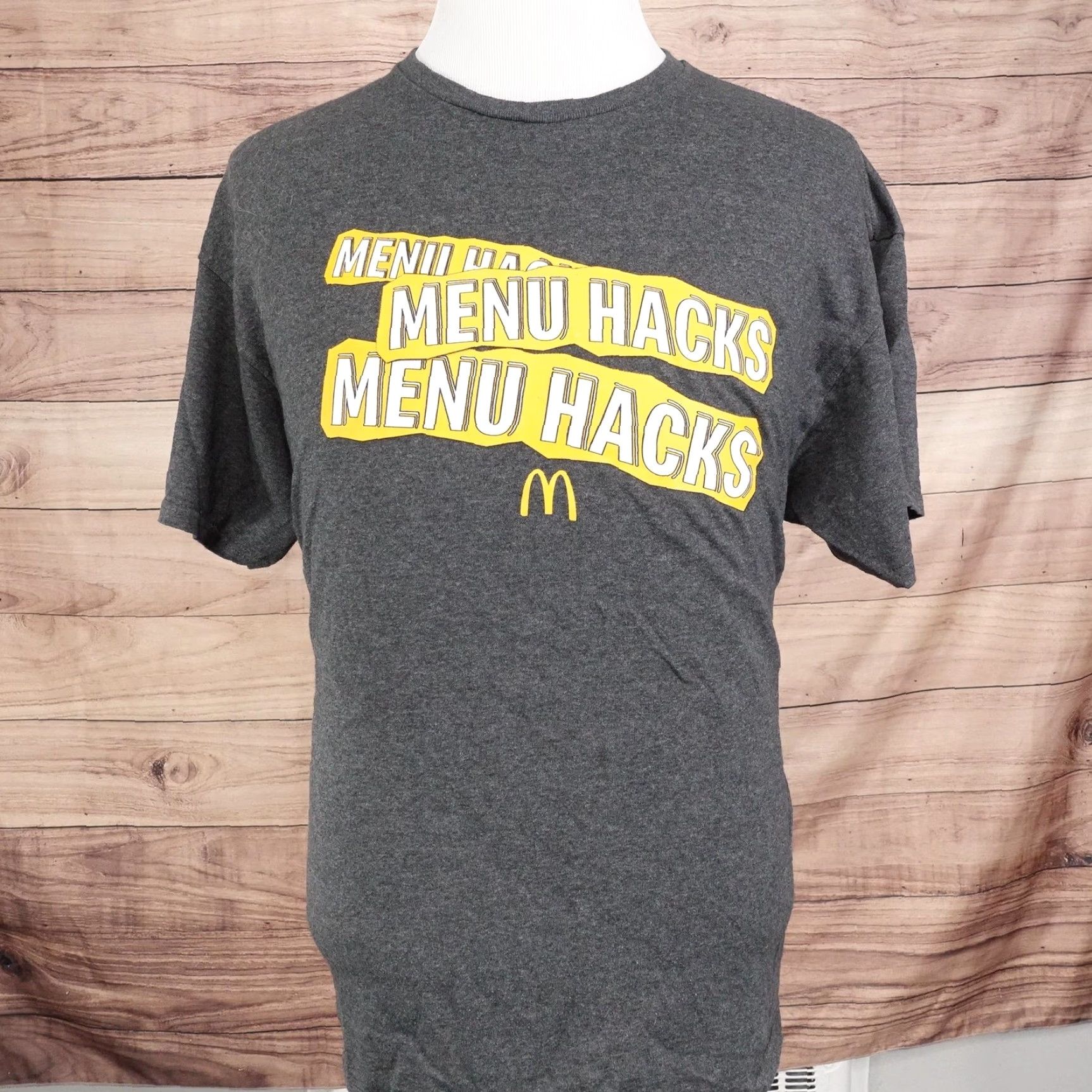 Vintage McDonald's Menu Hacks Shirt Graphic T-Shirt Mens XL Gray Delta Pro Weight Size US XL / EU 56 / 4 - 3 Thumbnail