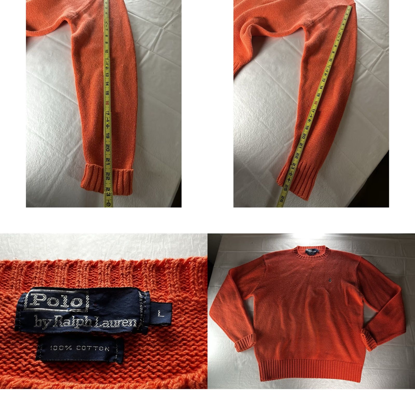Polo Ralph Lauren VTG Polo Ralph Lauren Cotton Knit Orange Sweater Mens Large Green Pony Shirt Regular Knit Style Pullover 90s Vintage Size US L / EU 52-54 / 3 - 8 Thumbnail