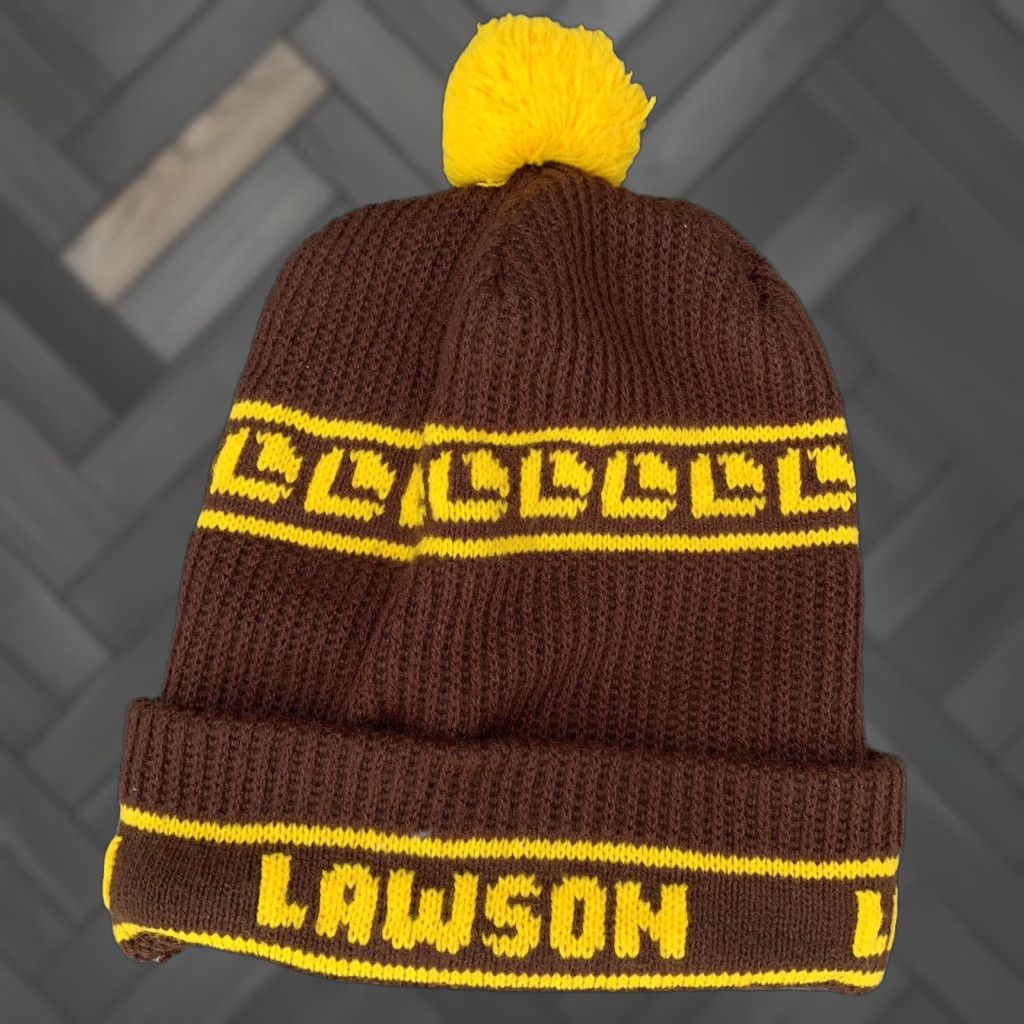 Logo 7 VINTAGE Lawson Beanie Pom Pom Hat Knit Logo Spellout 70s 80s 1970s 1980s Size ONE SIZE - 1 Thumbnail