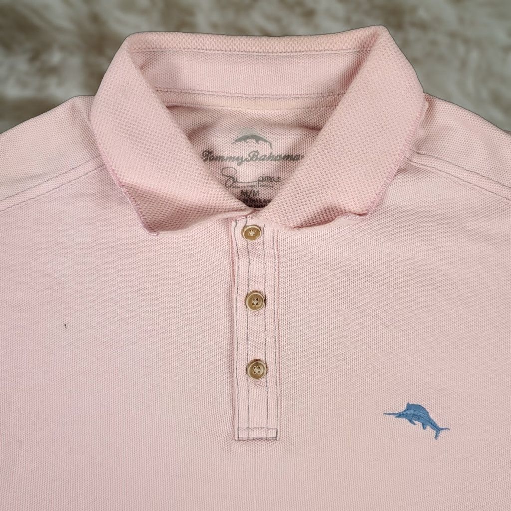 Tommy Bahama Tommy Bahama Pink Polo Shirt Medium Short Sleeve Activewear Mens - Stained, Regular Fit Size US M / EU 48-50 / 2 - 1 Thumbnail