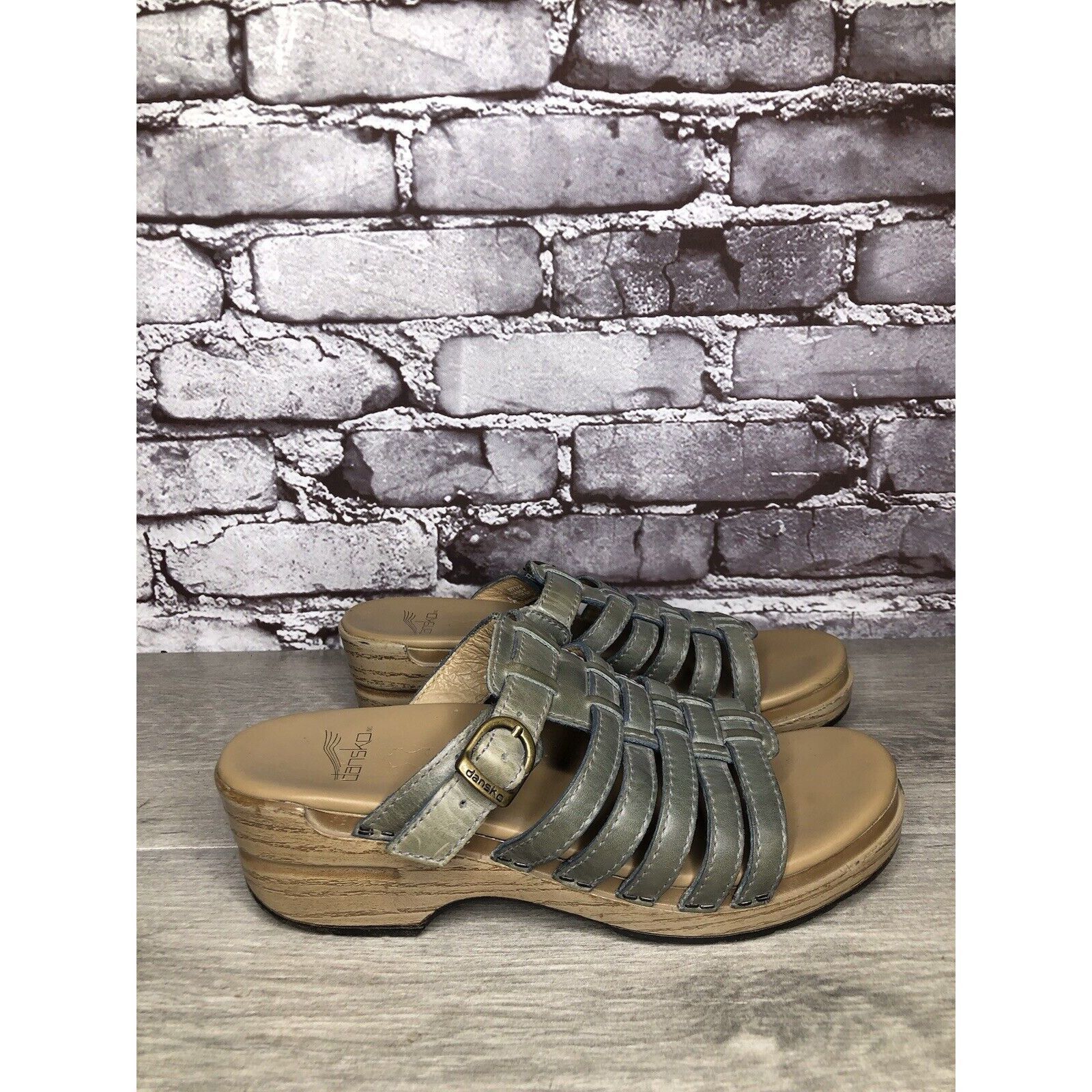 Other Dansko Blue Teal Leather Slide Buckle Straps Clogs Sandals W Size US 7.5 / IT 37.5 - 3 Thumbnail