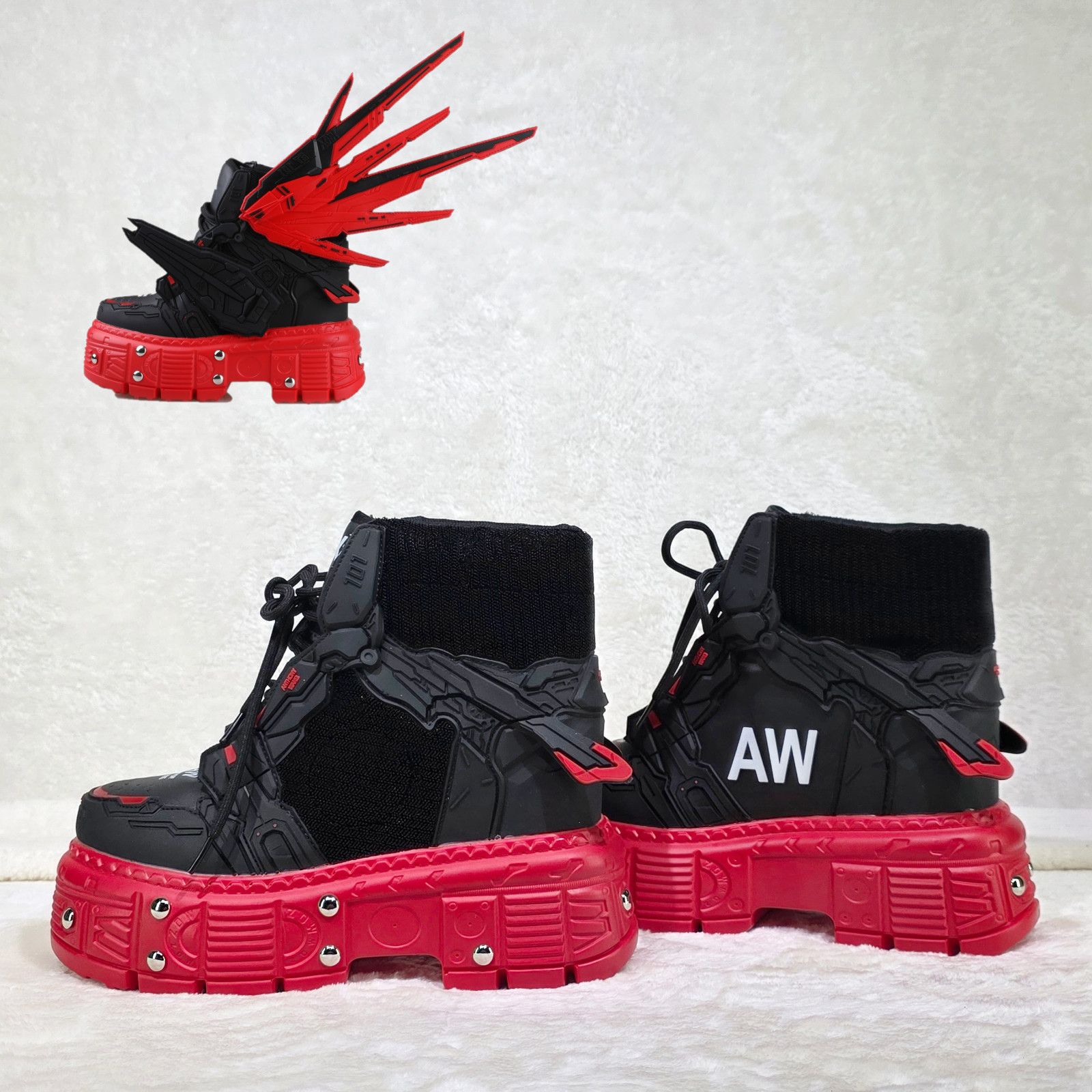 Other Wang M07 Blackened Red Hidden Wedge Women's Combat Mech Mode Size US 10 / IT 40 - 1 Thumbnail