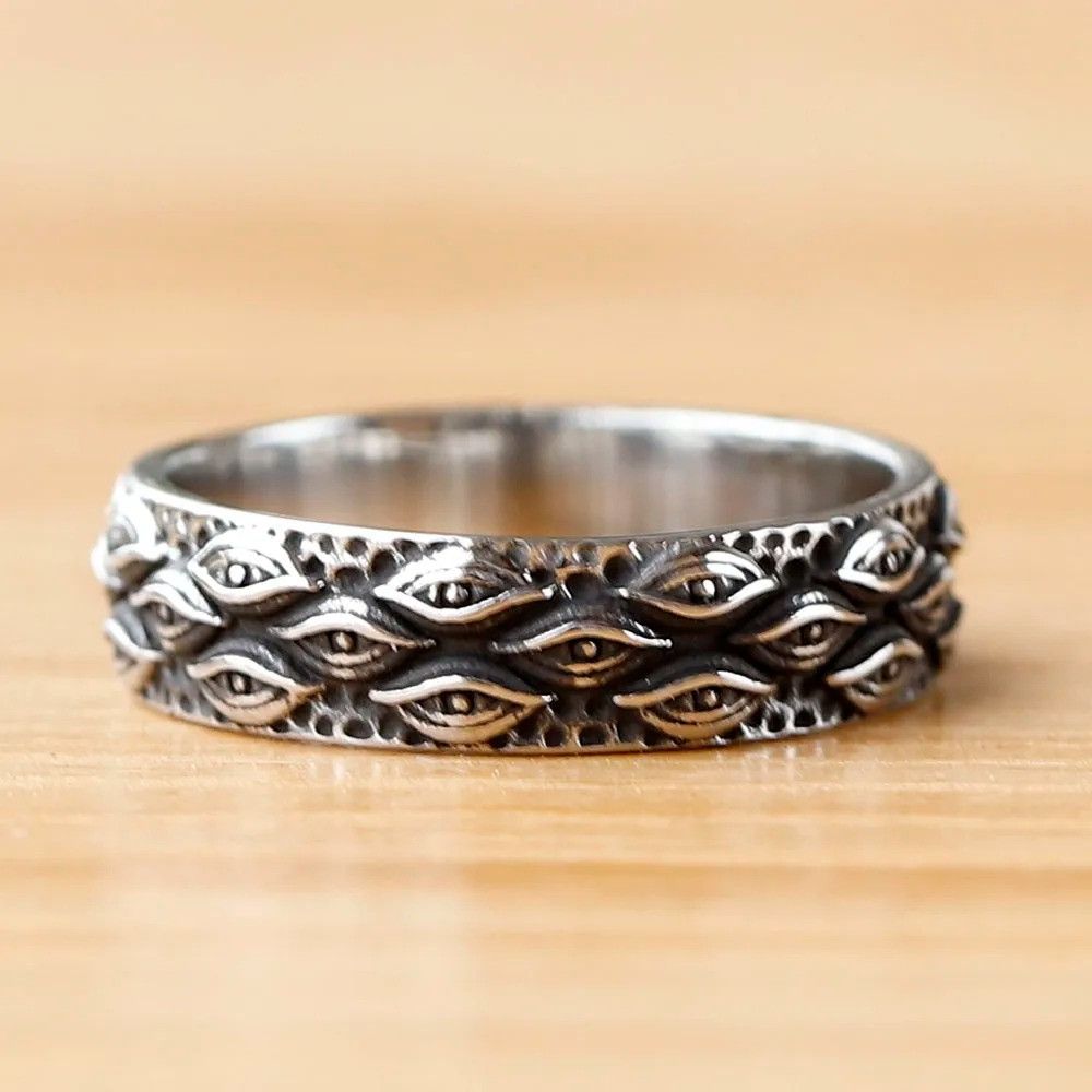 Jewelry Carved Eyes Ring Size ONE SIZE - 1 Thumbnail