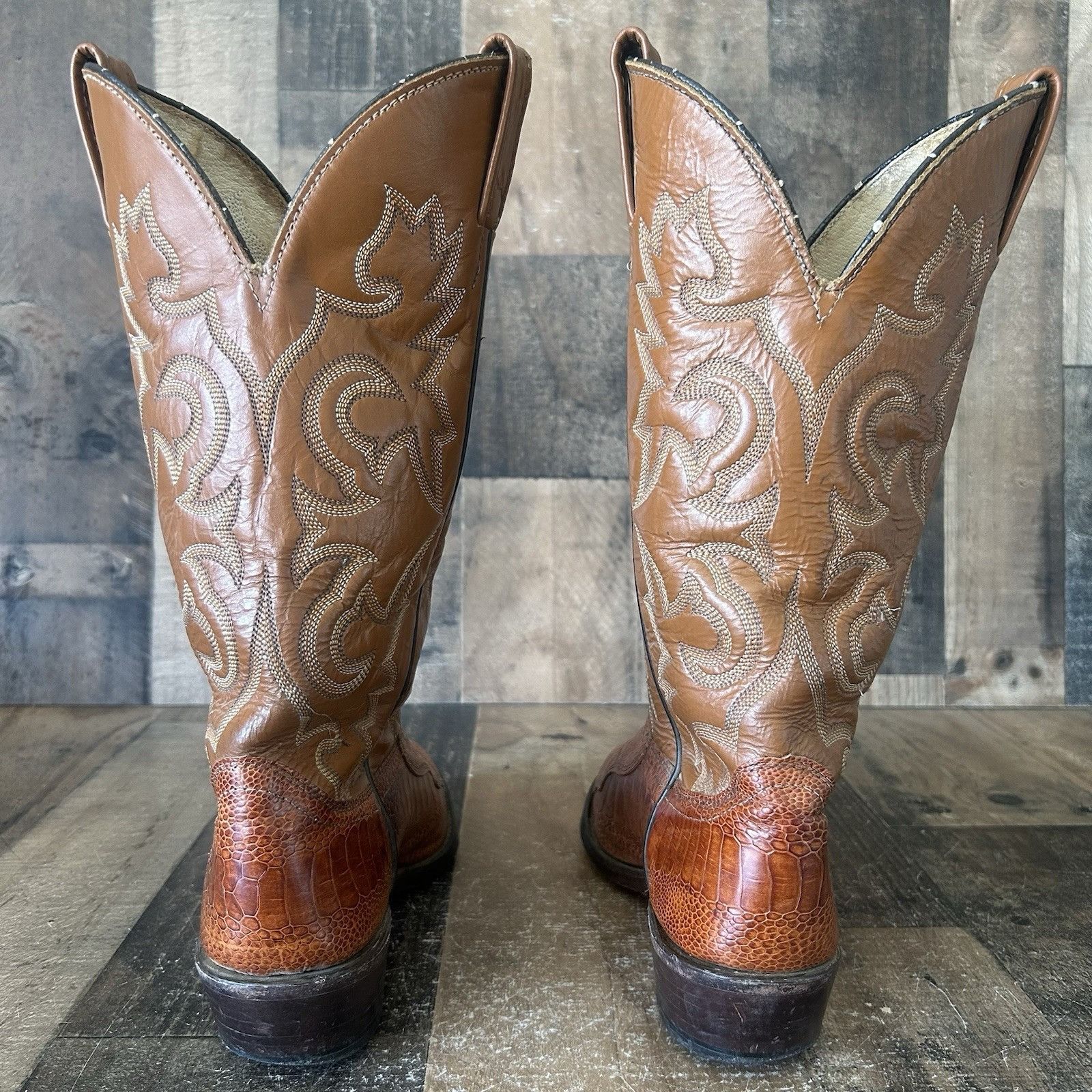 Vintage J Chisholm Vintage Ostrich Leg Cowboy Boots Mens 8 EE Size US 8 / EU 41 - 10 Thumbnail
