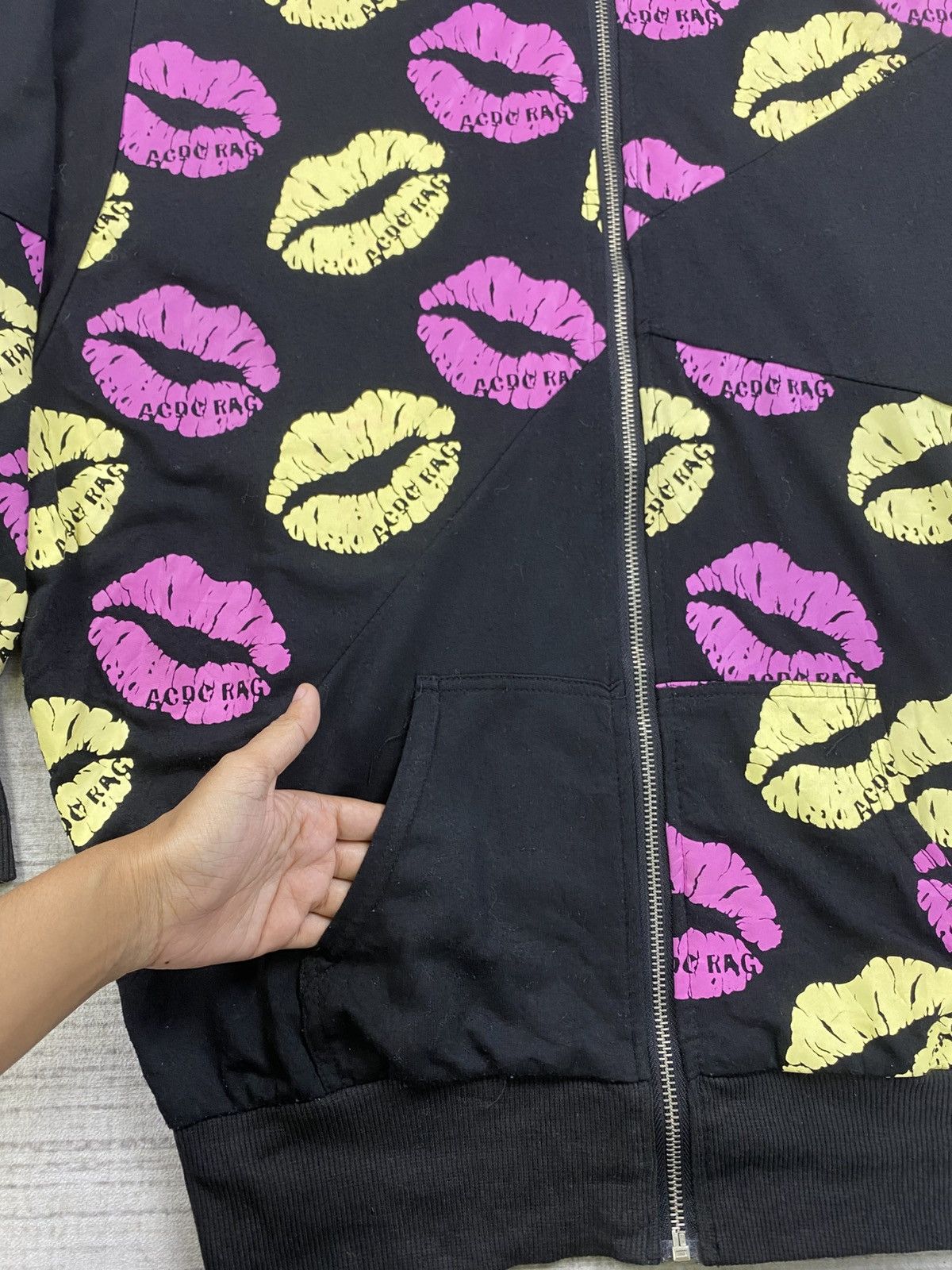 14th Addiction × AC/DC × Vintage Vintage ACDC Rag Lips Printed Fullprint Hoodie Jacket Size US XL / EU 56 / 4 - 8 Thumbnail