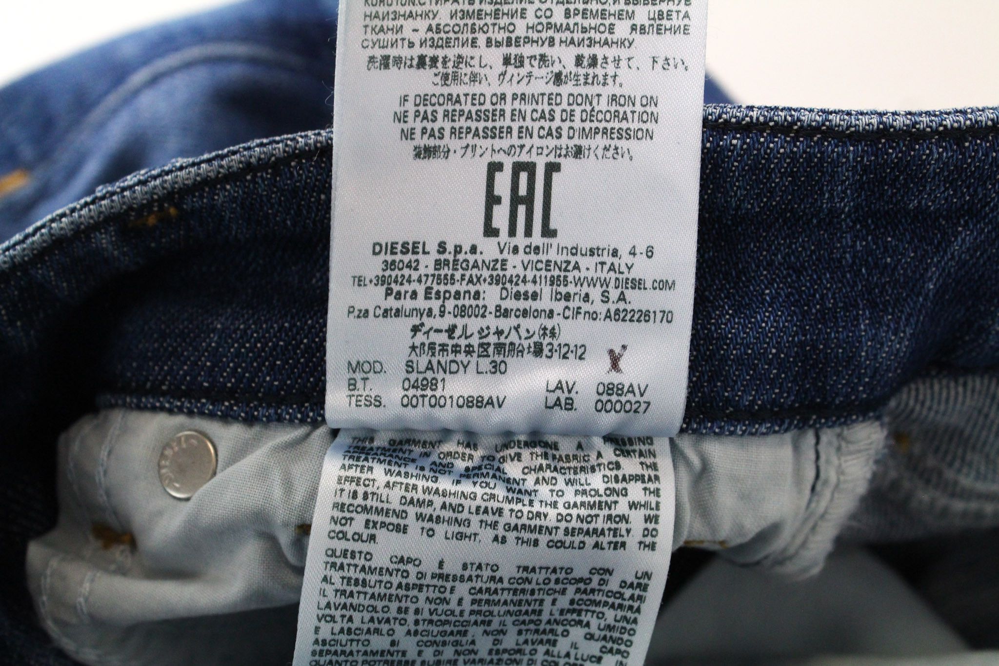 Diesel SLANDY 088AV W23/L30 Girls Blue Stretch Jeans 70391 Size 23" - 9 Thumbnail