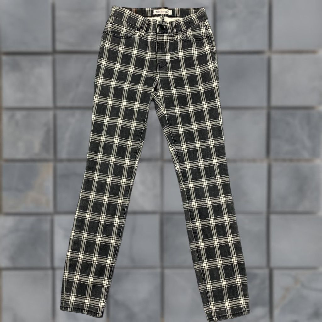 Madewell Madewell High Riser Skinny Jeans Womens 24 Black White Plaid Stretch Pockets Size 42" / US 20 - 1 Thumbnail