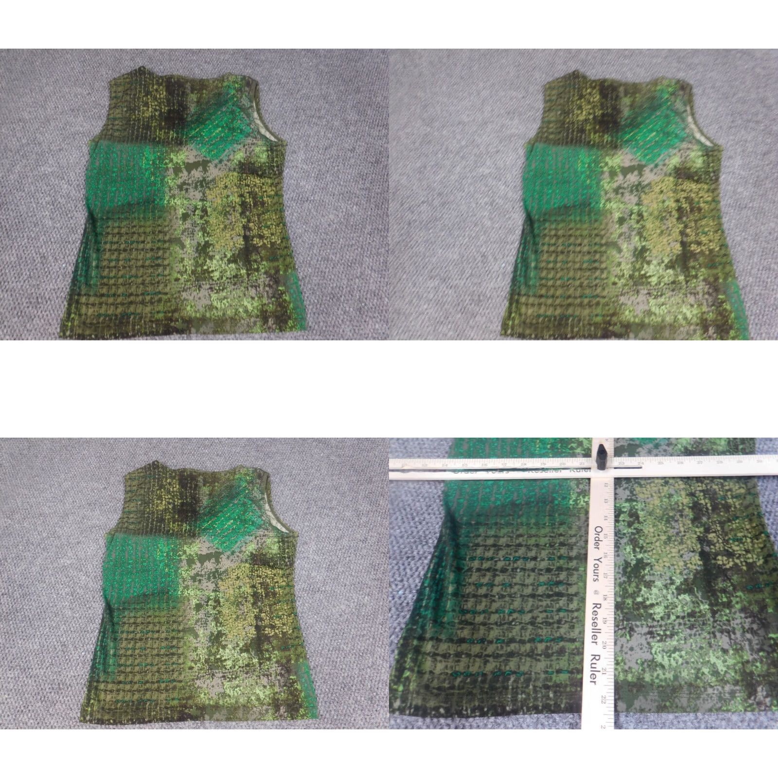 Vintage J.T.B. Blouse Womens Small Green Pullover Crew Neck Sleeveless Geometric Polyester Ruffle Casual University Style Size S / US 4 / IT 40 - 8 Thumbnail