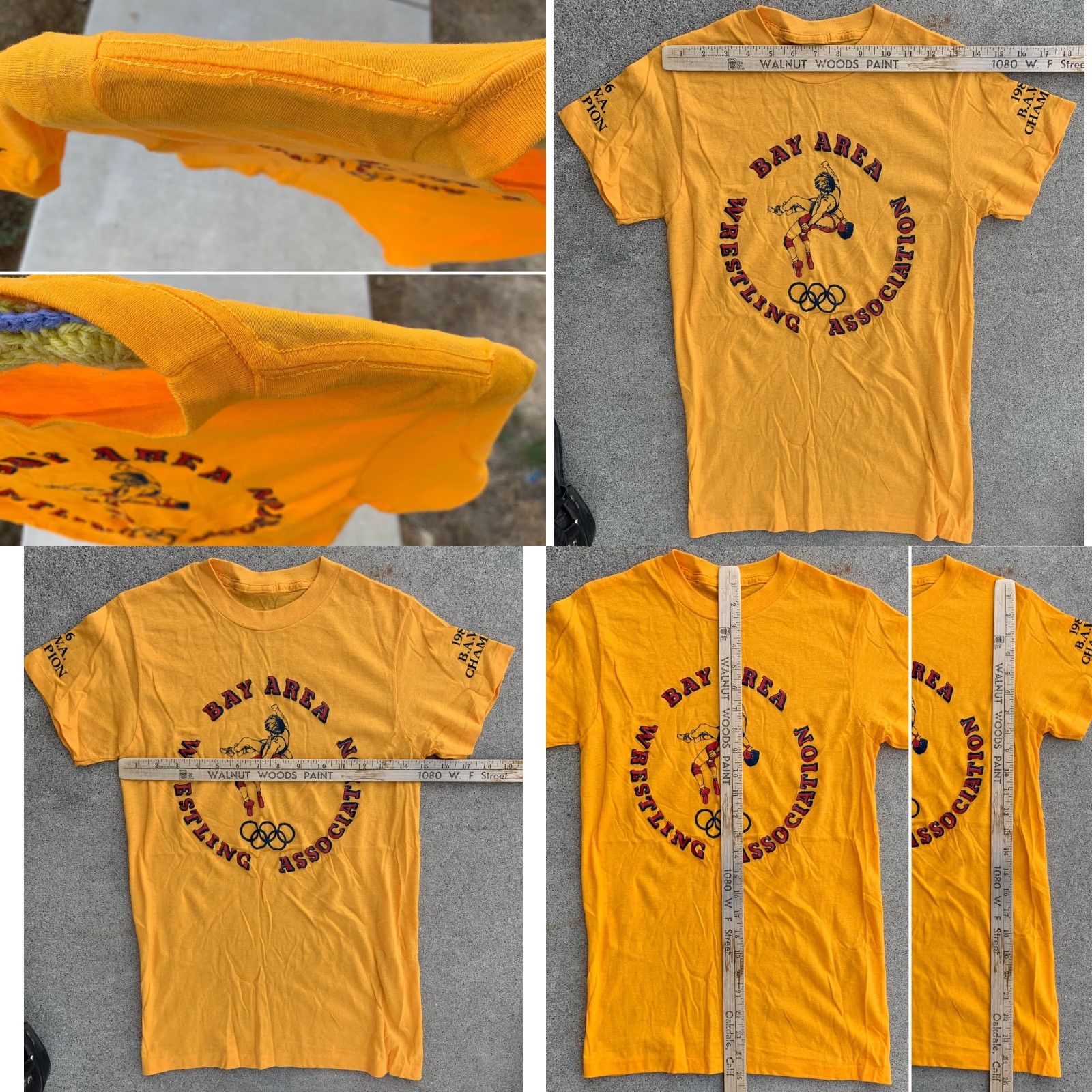 Champion VINTAGE BAWA Champion Bay Area Wrestling Association t shirt Shirt XS S Yellow 80s Sports Men Size US S / EU 44-46 / 1 - 8 Thumbnail
