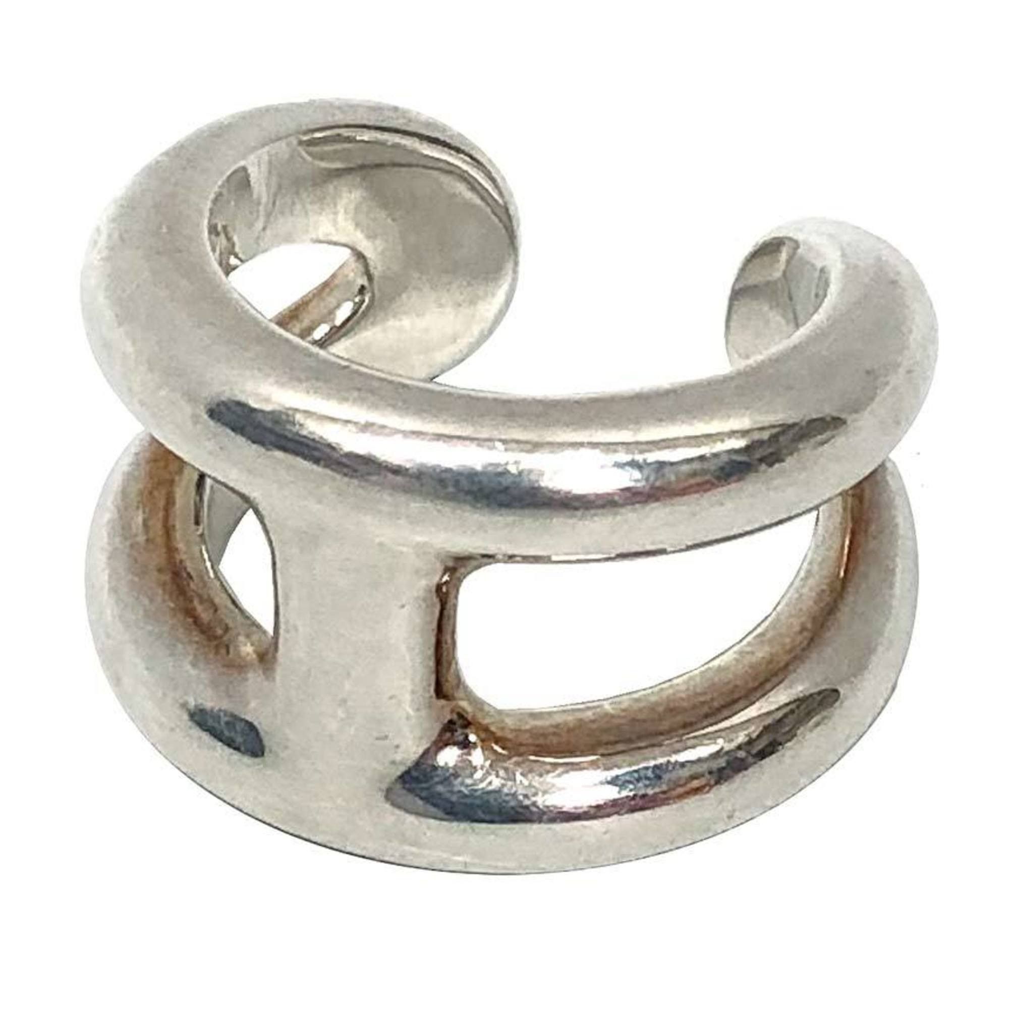 HERMES Osmos PM Bague Ring Size 48 Silver H Men's Women's Unisex