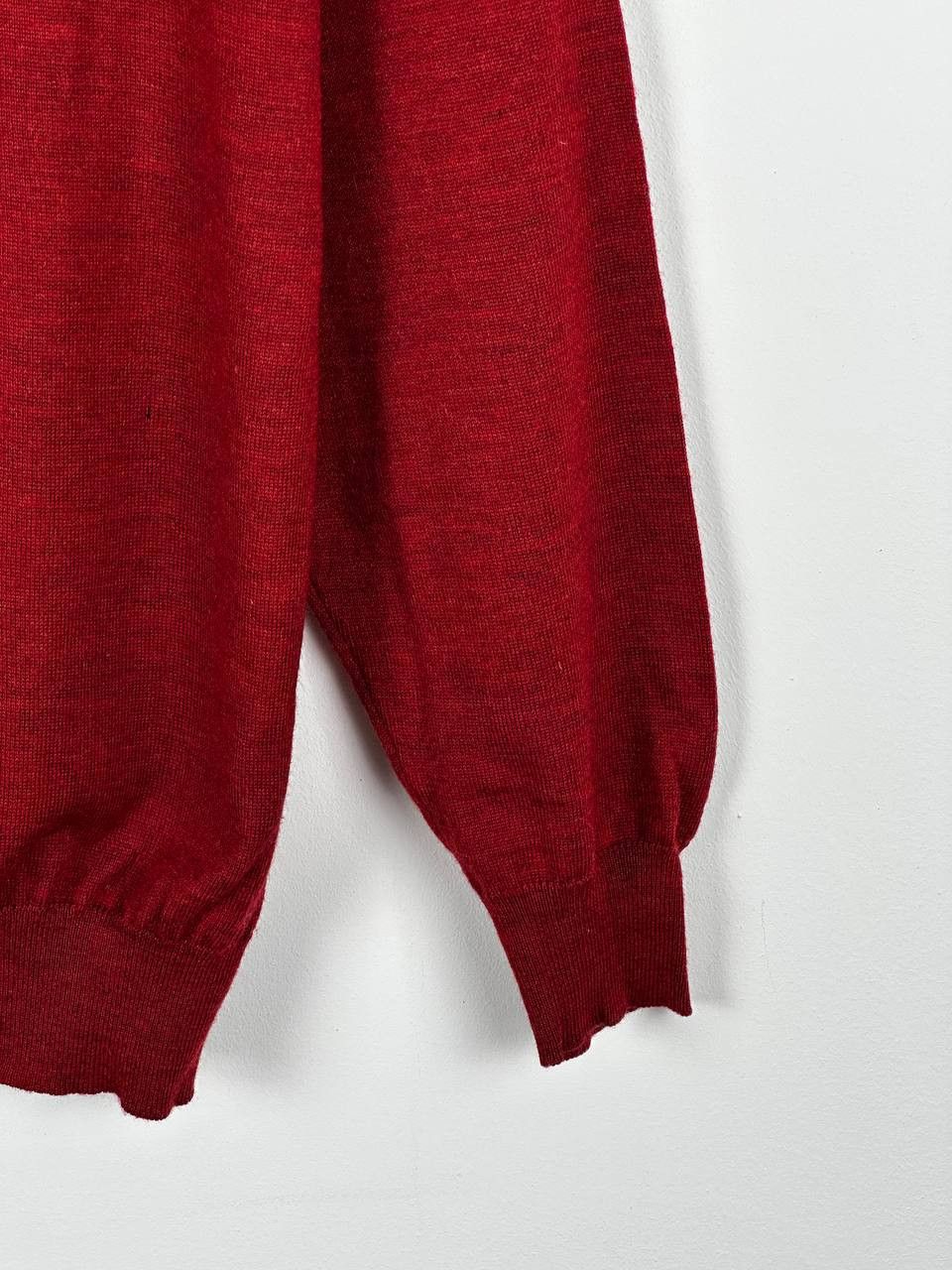 Fedeli FEDELI 100% Wool Red Mock Neck Sweater Size US M / EU 48-50 / 2 - 4 Thumbnail