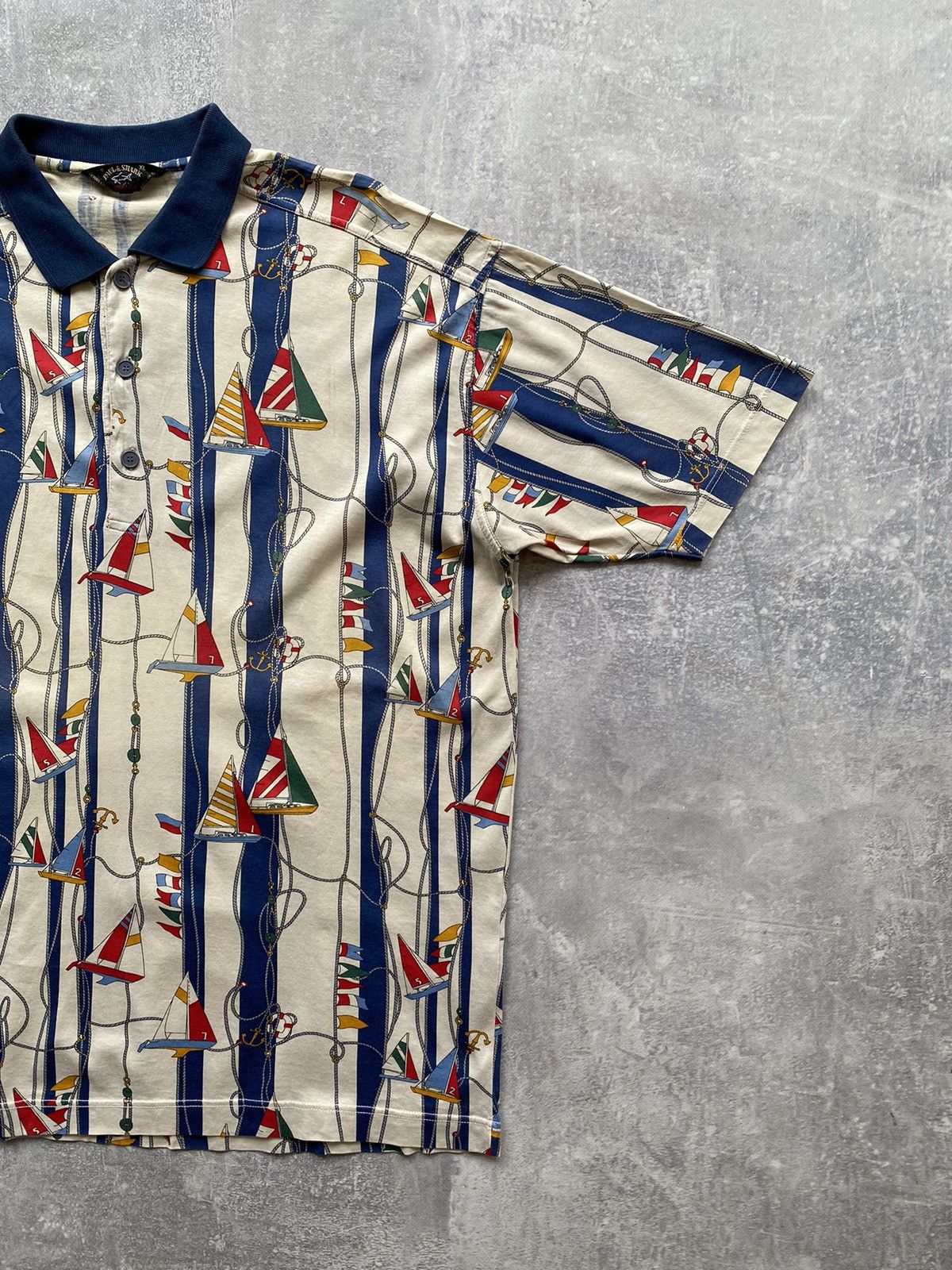 Paul & Shark × Vintage Paul & Shark Yachting Full Print Polo T-shirt Size US XL / EU 56 / 4 - 4 Thumbnail