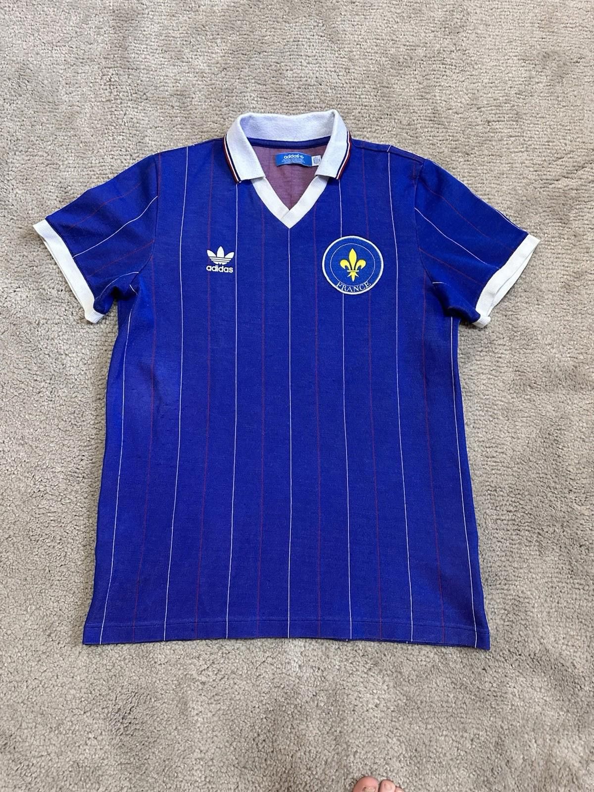 Adidas 1982 FRANCE #10 PLATINI RETRO FOOTBALL SHIRT SOCCER JERSEY Size US M / EU 48-50 / 2 - 1 Thumbnail