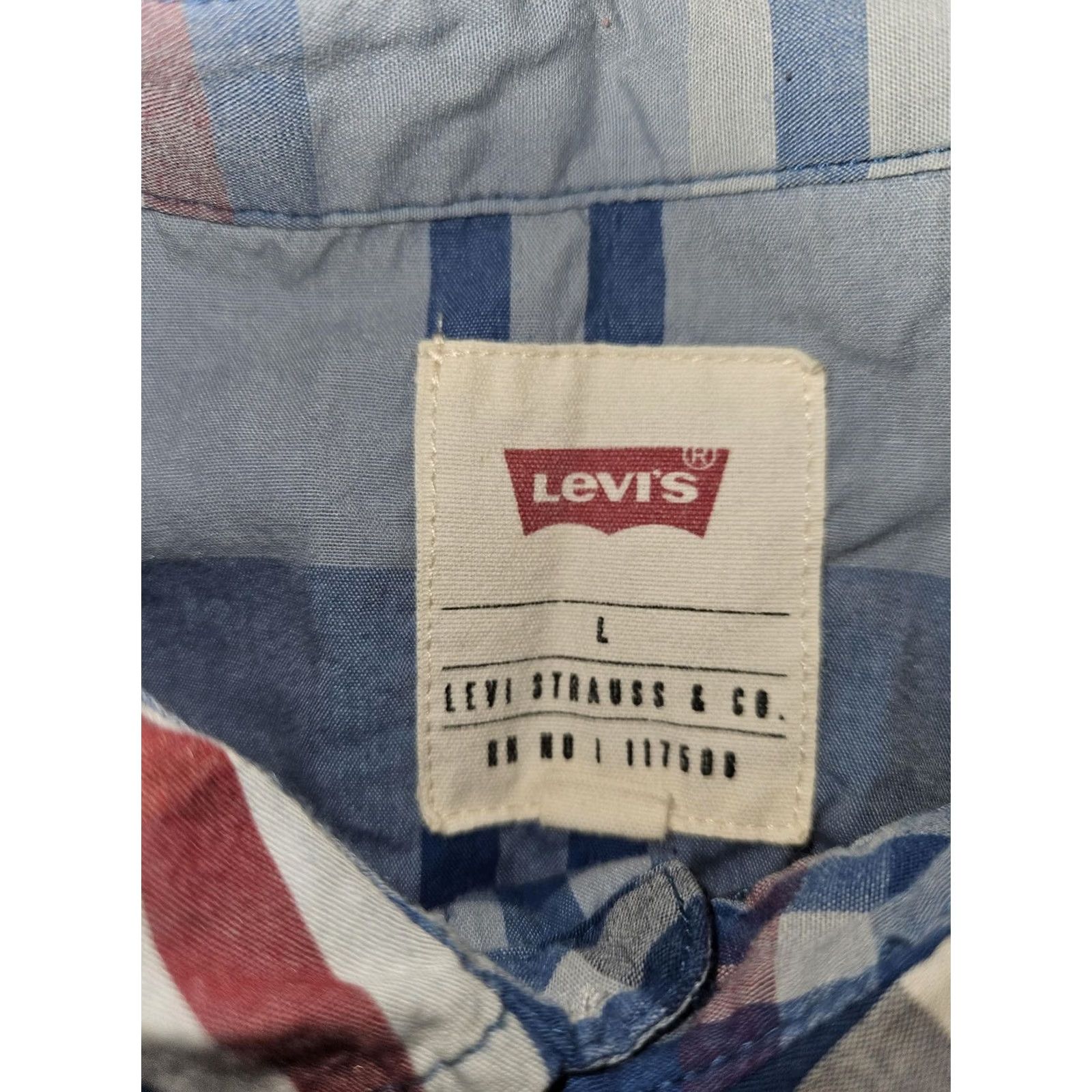 Levi's Levis Shirt Mens Large Blue Red Plaid Pearl Snap Western Long Sleeve Cowboy Size US L / EU 52-54 / 3 - 2 Thumbnail