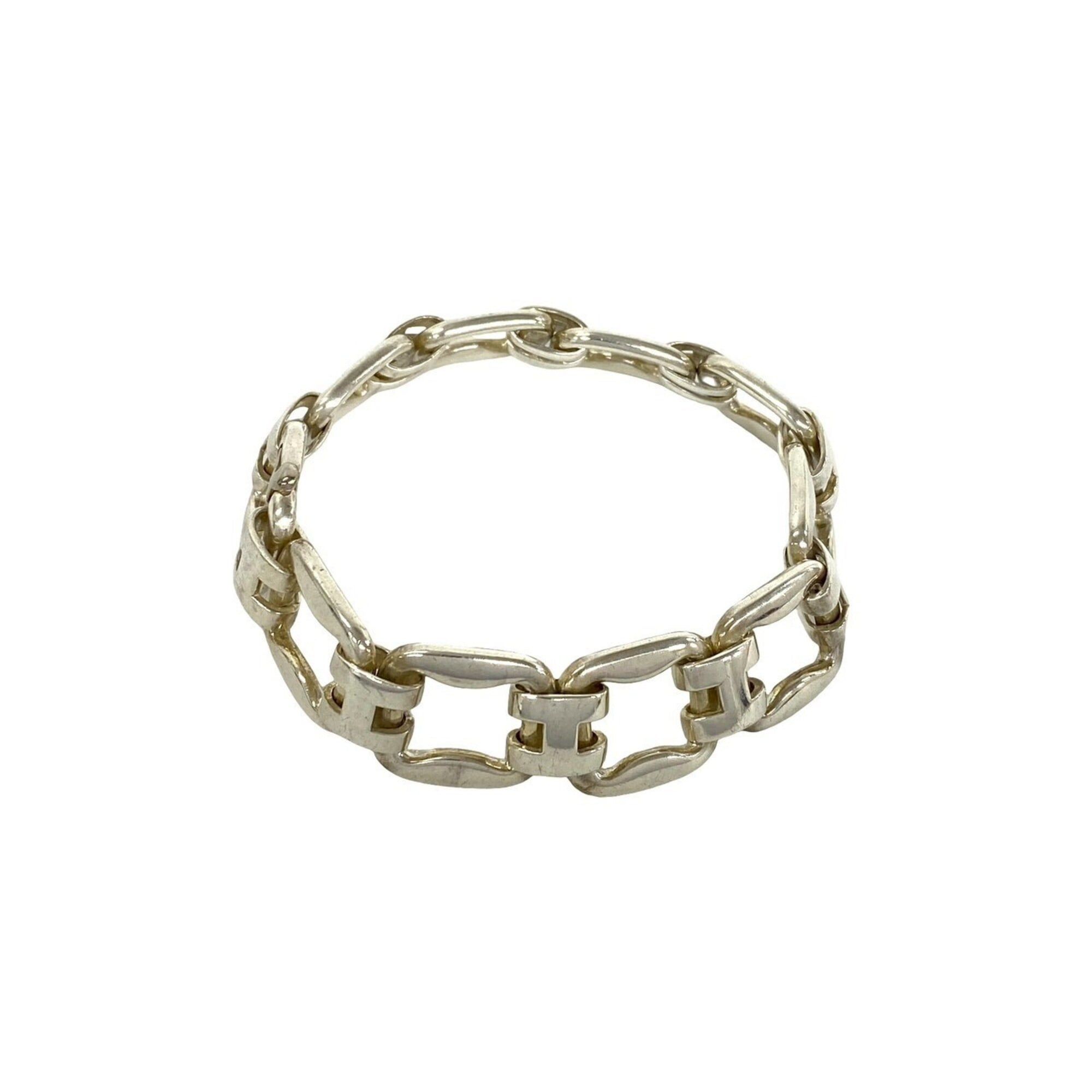 Hermes HERMES Vintage History Bracelet, Sterling Silver 925