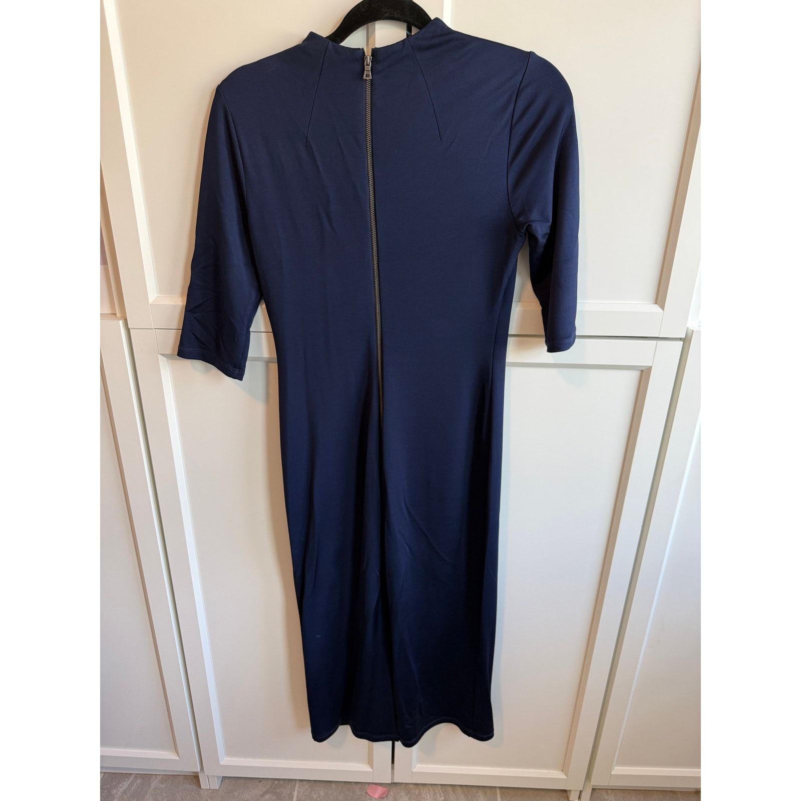 Alice + Olivia Alice + Olivia Navy Blue Mock Neck Midi Dress Women 8 - G015 Size M / US 6-8 / IT 42-44 - 4 Thumbnail