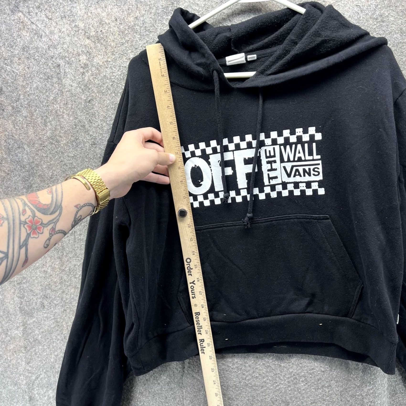 Vans Vans Hoodie Womens XL Black Off The Wall Cropped Fleece Pullover Sweatshirt Size XL / US 12-14 / IT 48-50 - 5 Thumbnail