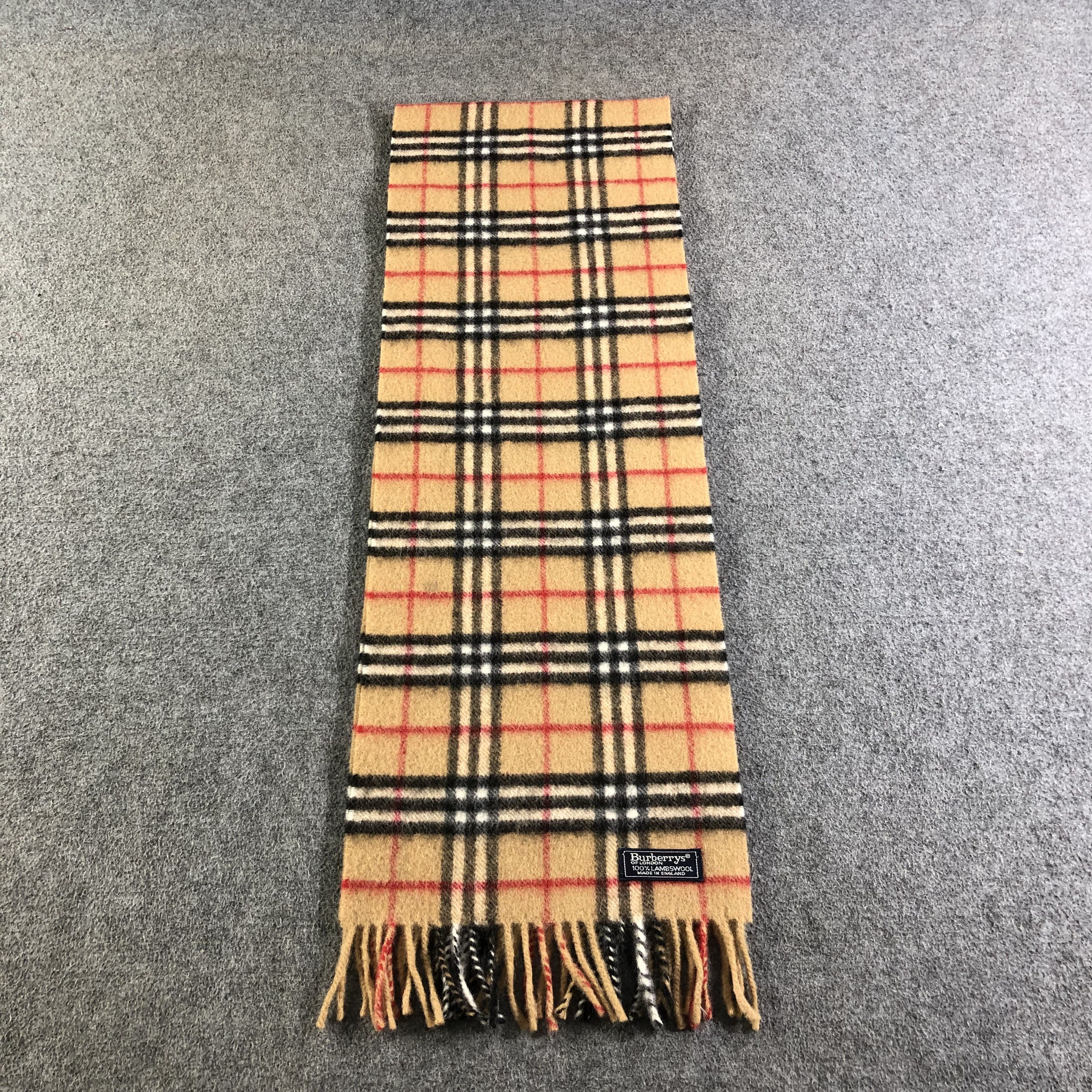 Burberry Burberrys Tan Wool Nova Check Scarf Muffler Neckwear V2072 Size ONE SIZE - 2 Thumbnail