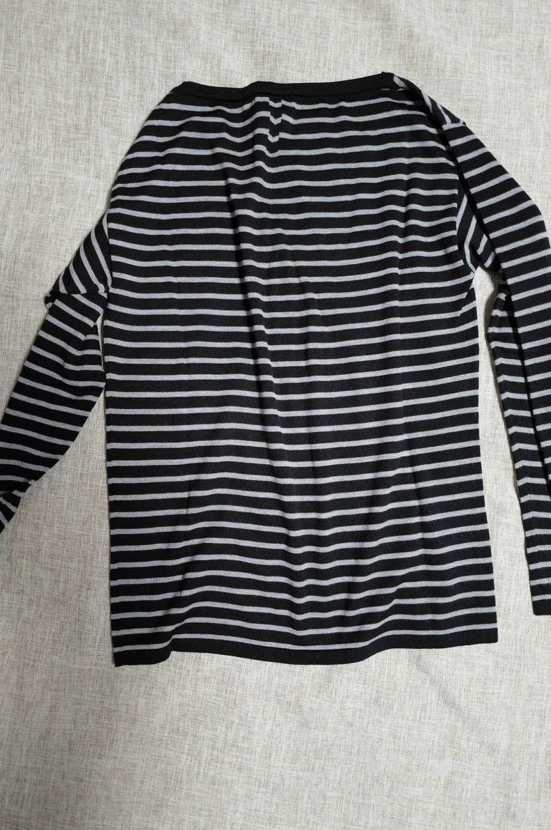 Saint Laurent Paris Saint Laurent Paris Black and gray striped worsted wool tu Size S / US 4 / IT 40 - 2 Thumbnail