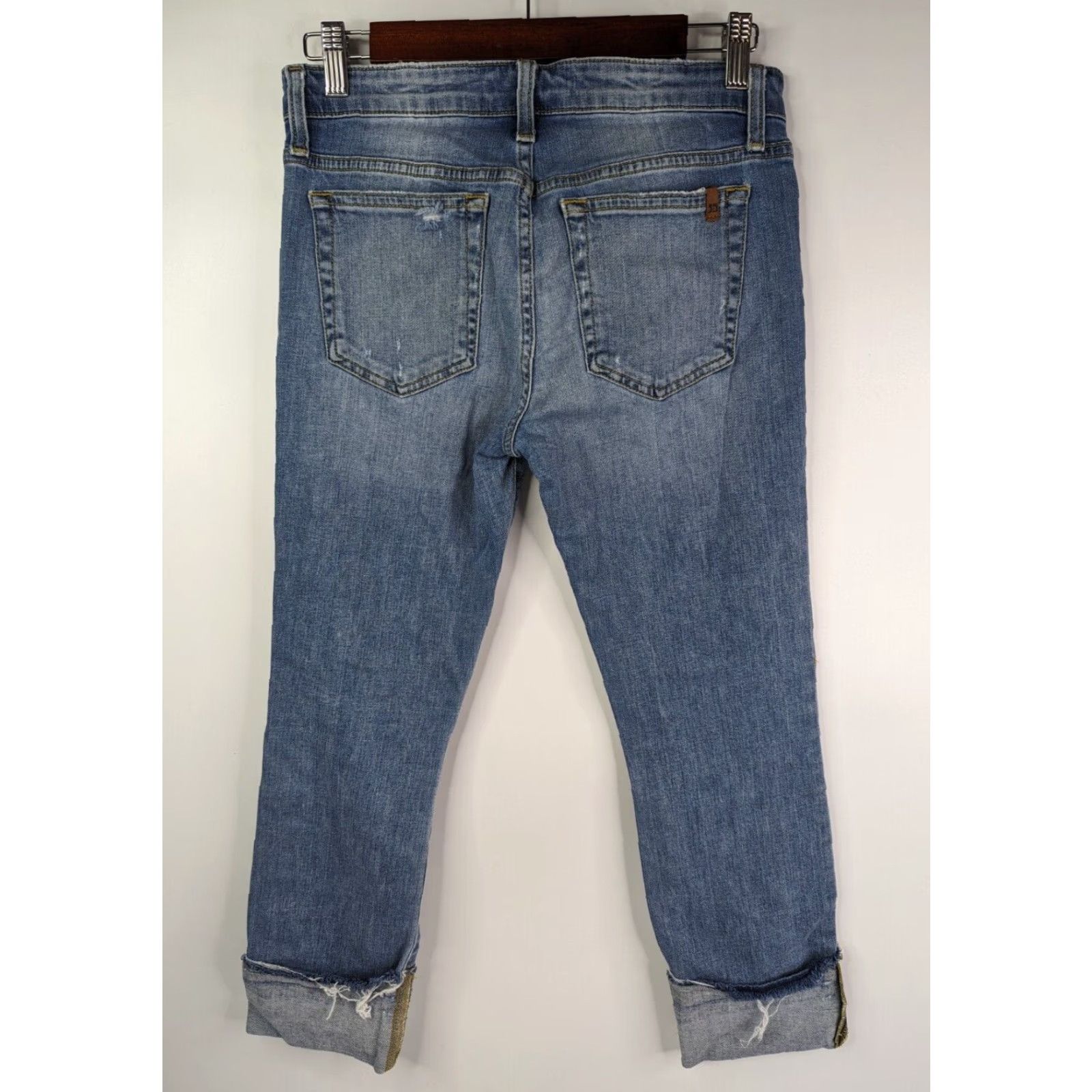 Vintage Joe's Jeans Womens Jeans Cropped Distressed Mid Rise Wakley 27 Blue Denim Stretch 5-Pocket Zipper Button Belt Loops Fashion Jeans Size 27" / US 4 / IT 40 - 4 Thumbnail
