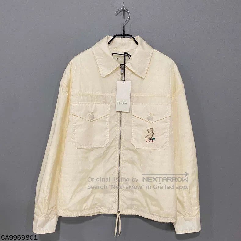 Gucci Gucci Milk-white kitten embroidered cotton jacket Size XS / US 0-2 / IT 36-38 - 1 Thumbnail
