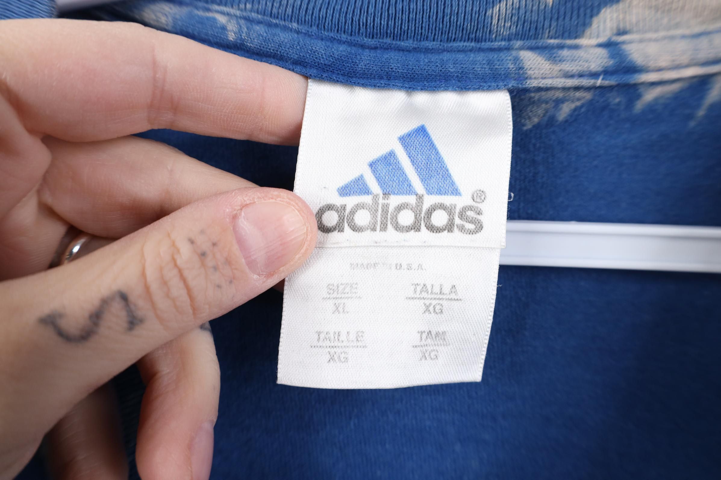 Adidas Vintage 90s Adidas Mini Logo Acid Wash V-Neck T-Shirt USA Size US XL / EU 56 / 4 - 6 Thumbnail