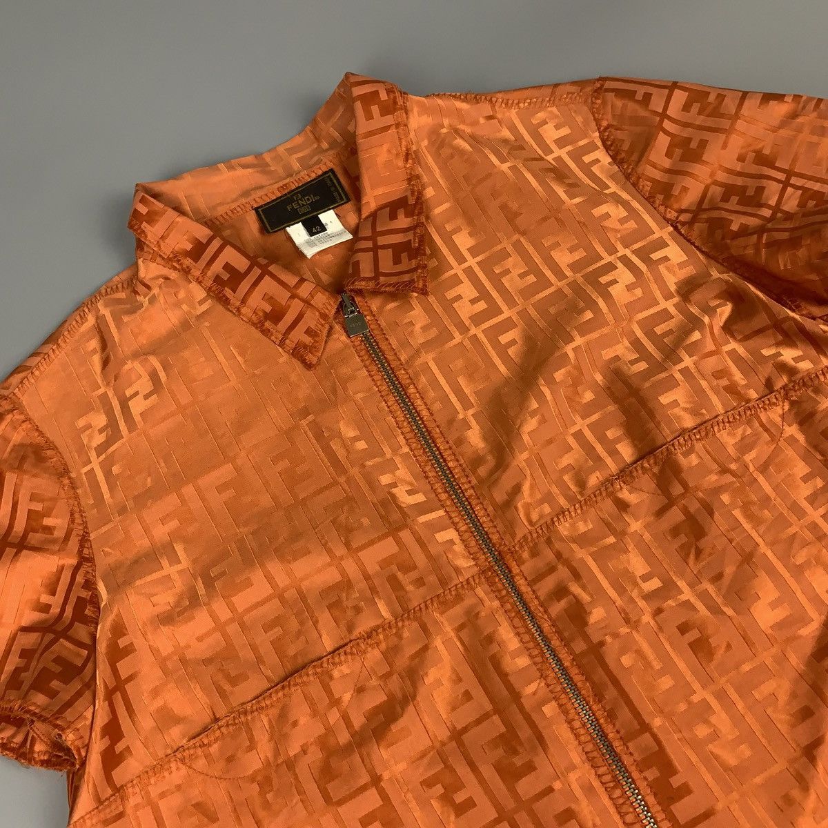 Fendi Authentic Rare Fendi Zucca FF Orange Nylone Zip Top Size US S / EU 44-46 / 1 - 3 Thumbnail