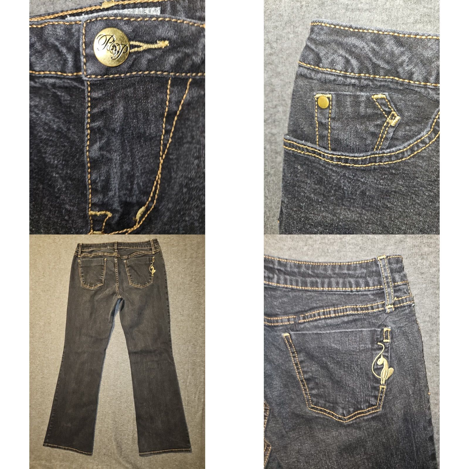 Vintage VINTAGE Phat Fashions Silver Label Bootcut Low Rise Jeans Juniors 13 Black Y2K 90's Size 34" / US 12 / IT 48 - 8 Thumbnail