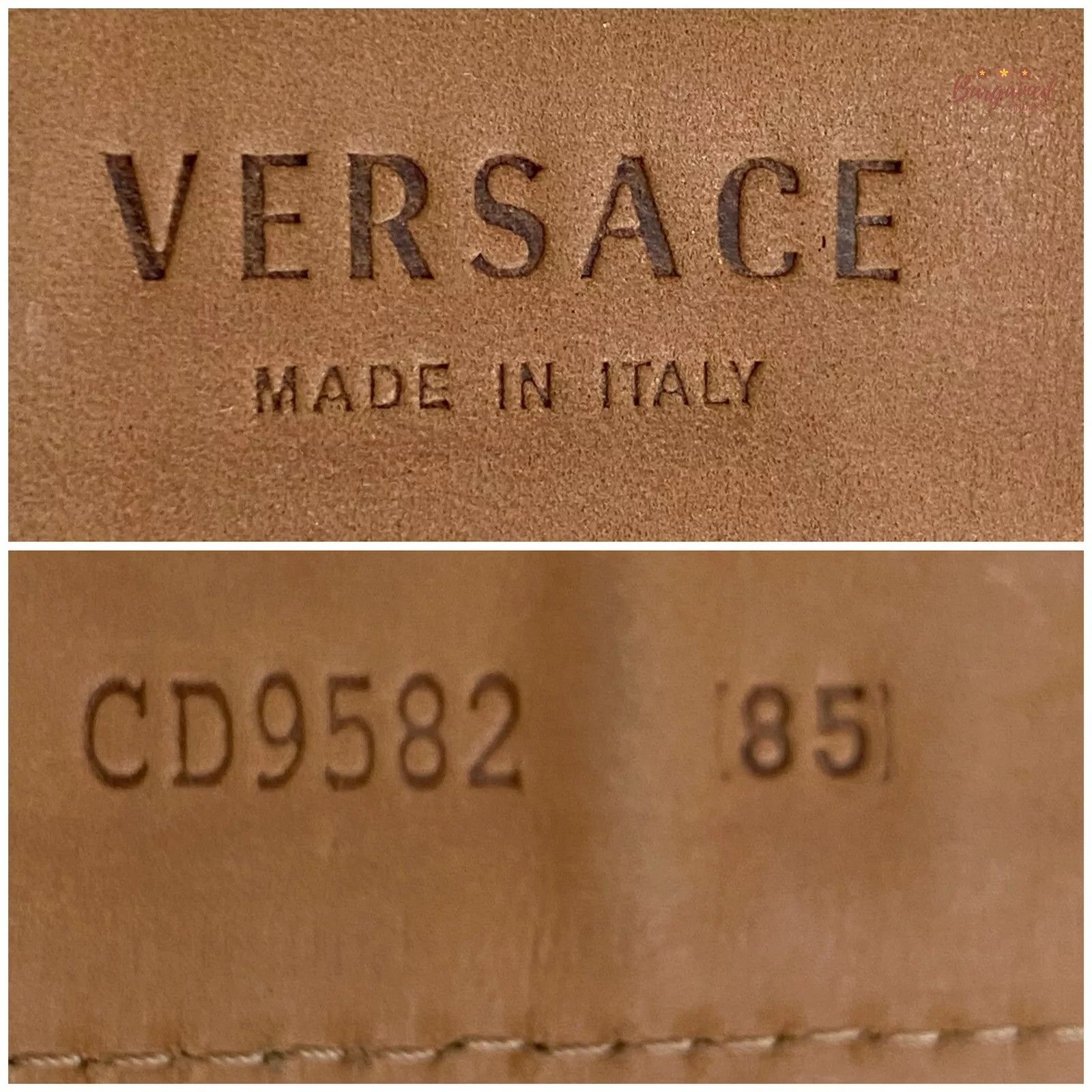 Versace Versace Metallic Leather Neutrals Nylon Medusa Insignia Belt Size 30 - 5 Thumbnail