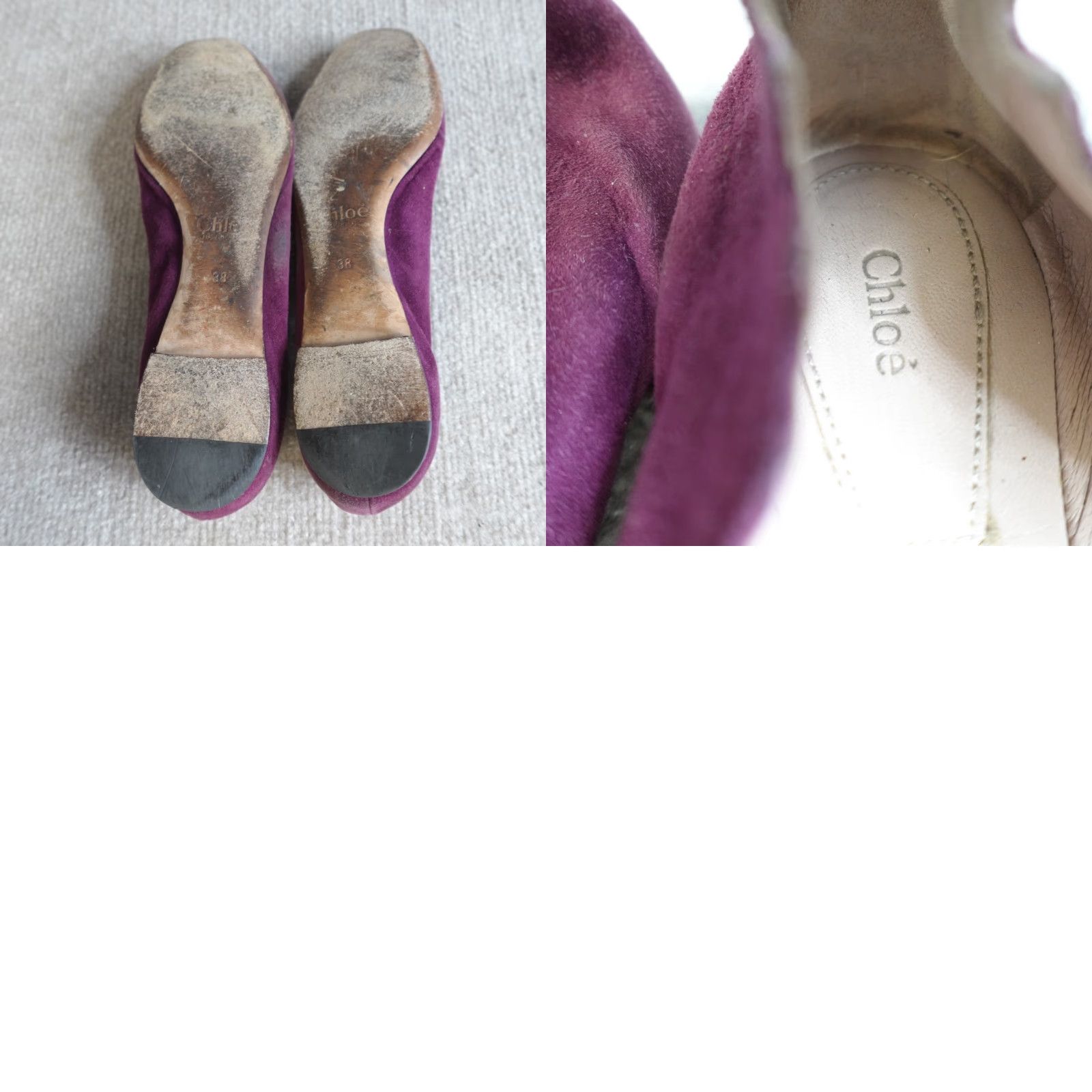 Vintage Chloé Womens Flat Shoes Slip On Cap Toe Leather Satin Pink Purple Scalloped 7.5 37.5 EU US 7.5 Indoor Spring Summer Fall Size US 8 / IT 38 - 8 Thumbnail