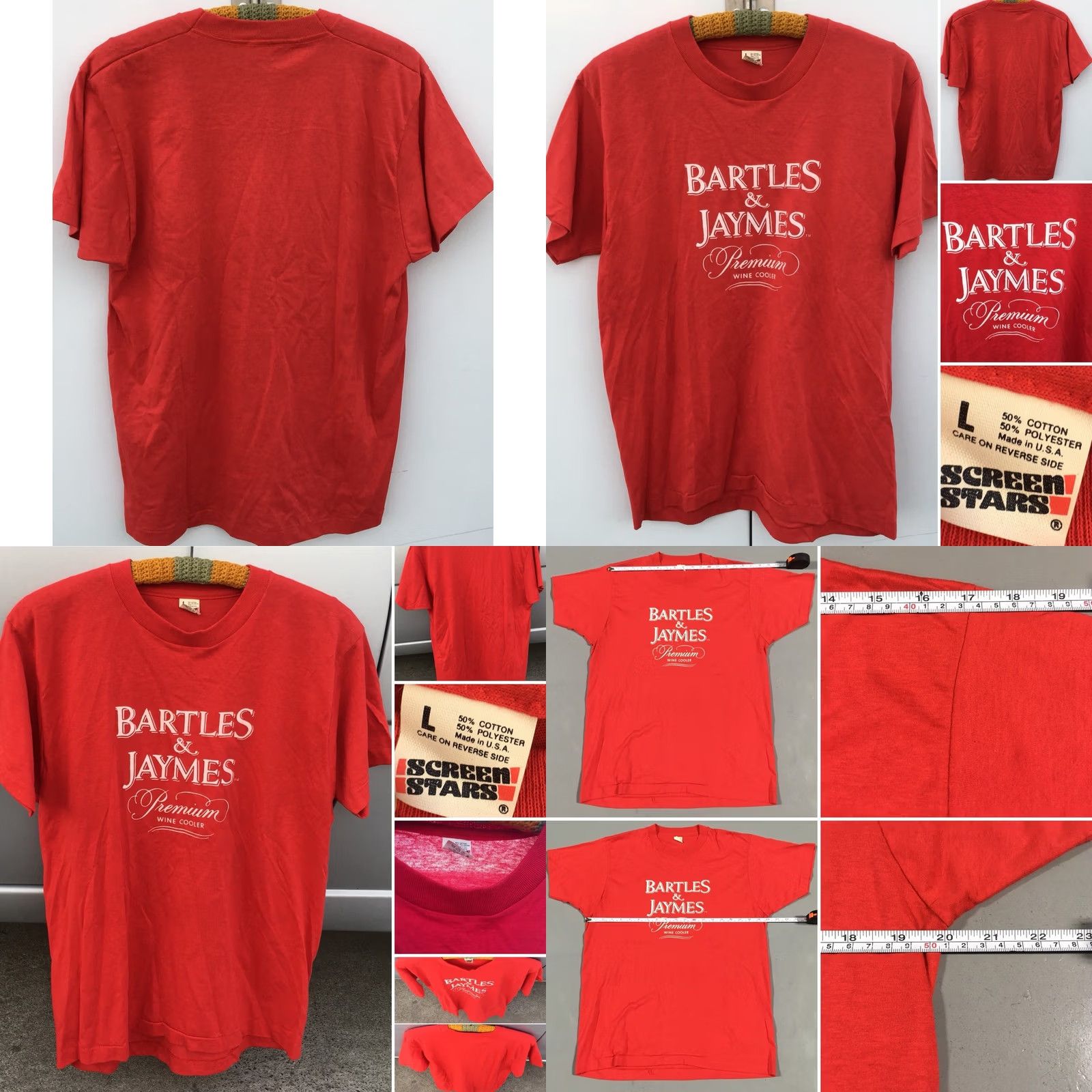 Vintage VINTAGE Bartles & Jaymes Premium Wine Cooler T Shirt 80s 1980s Size L Red Graphic Tee Men XS? Size US L / EU 52-54 / 3 - 8 Thumbnail